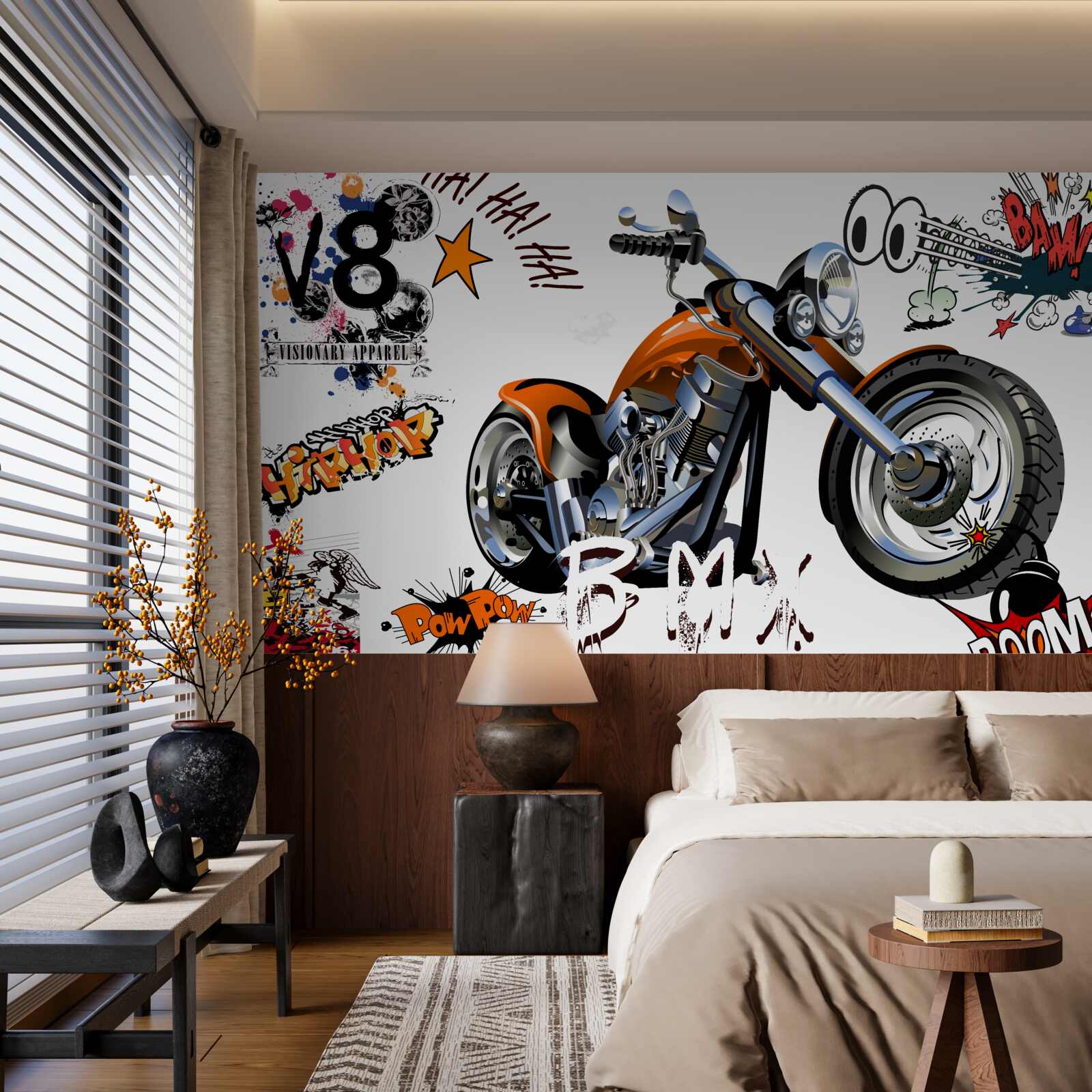 Fototapet motocicletă cu modele de text