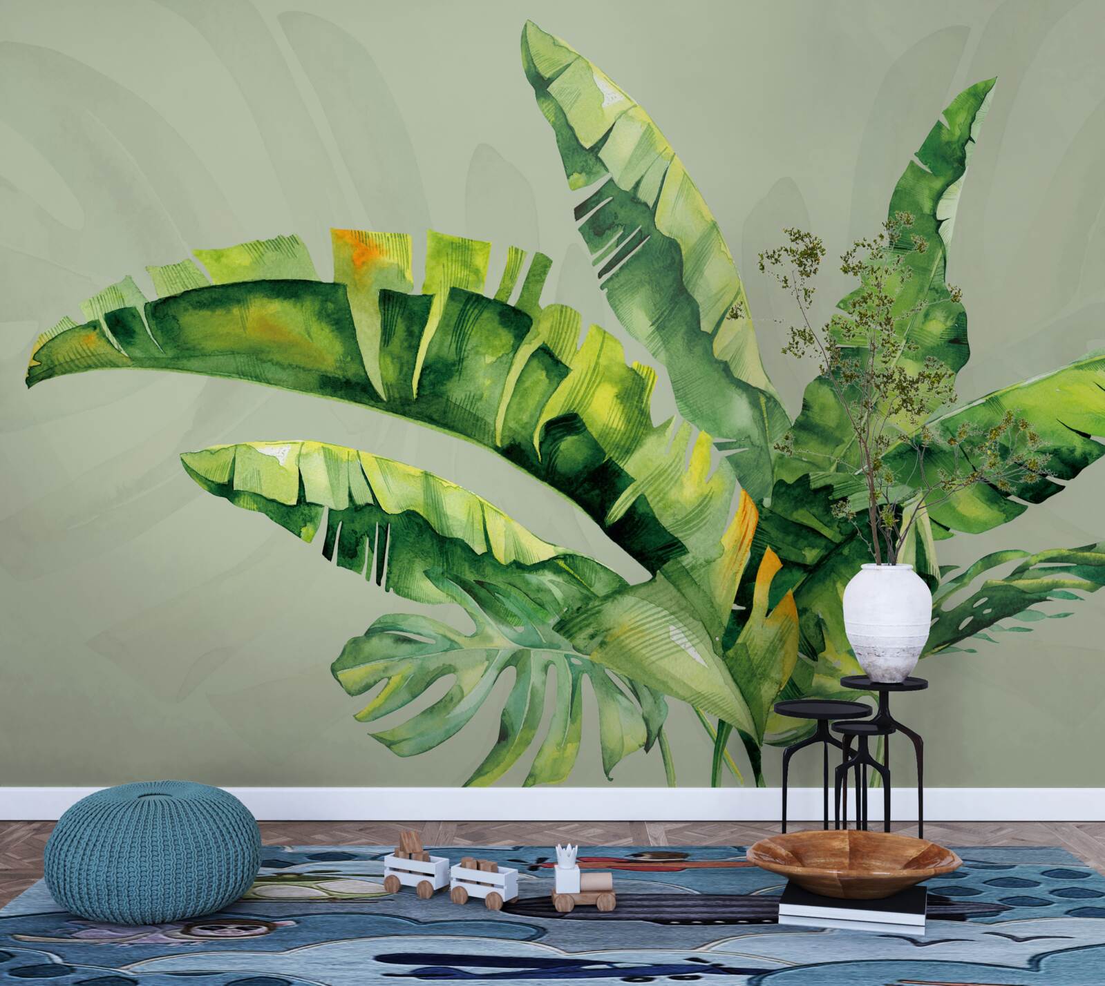 Fototapet monstera și ferigă verde