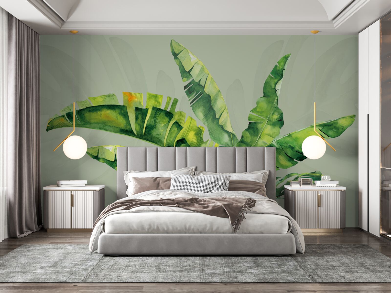 Fototapet monstera și ferigă verde