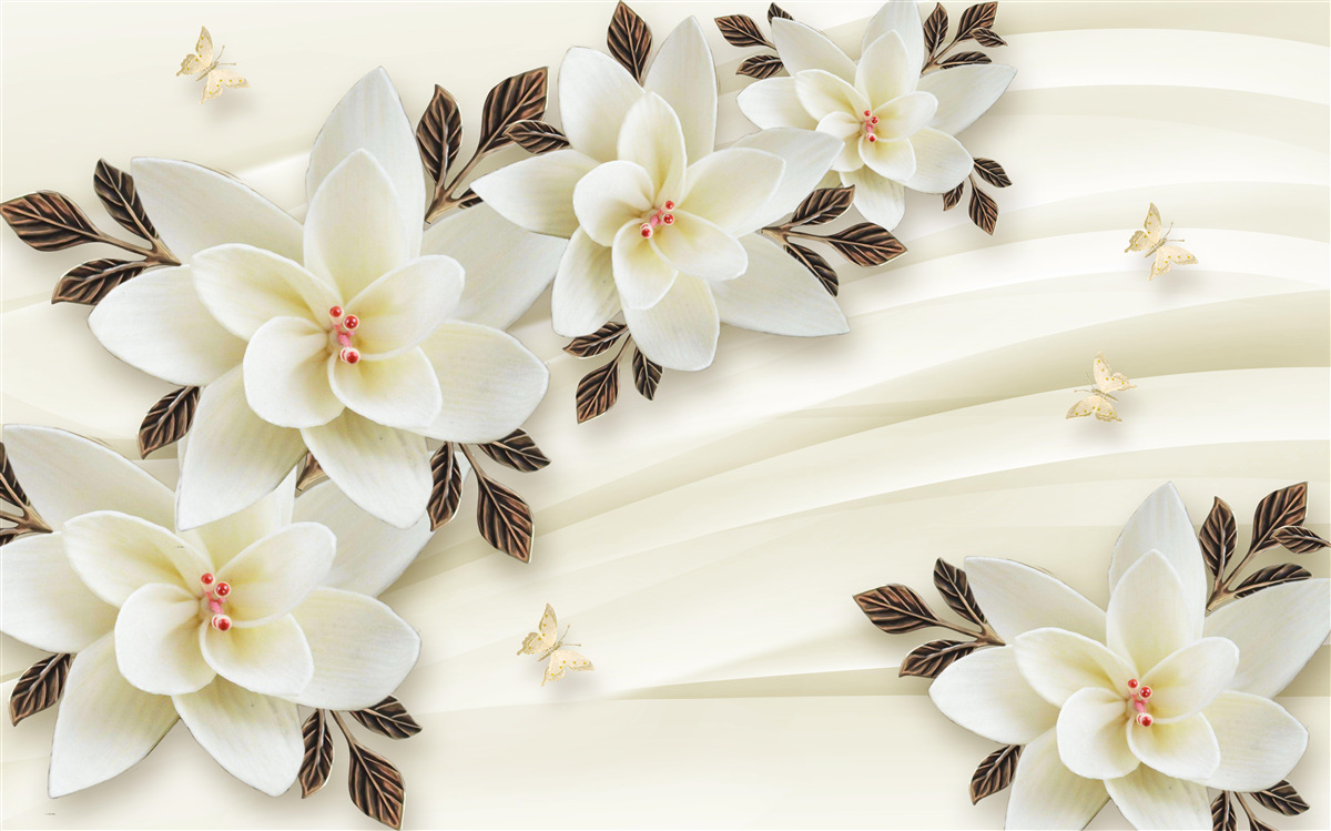 Fototapet țesătura este decorată cu flori albe de lotus