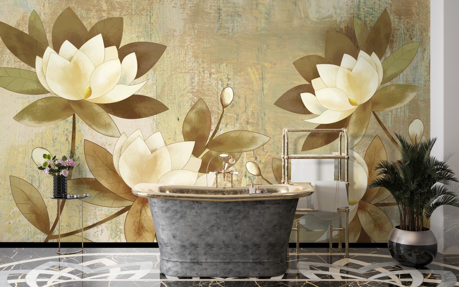 Fototapet pictura lotus acuarelă