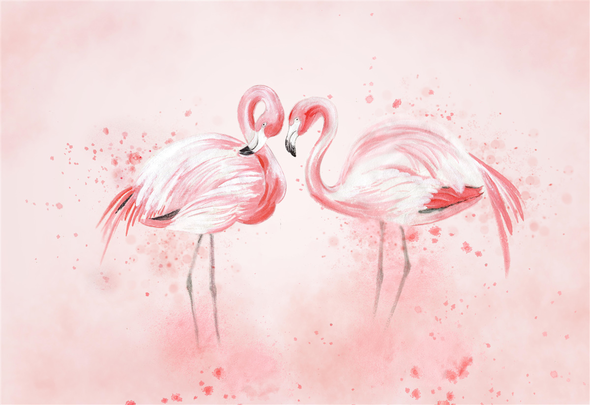 Fototapet două flamingo