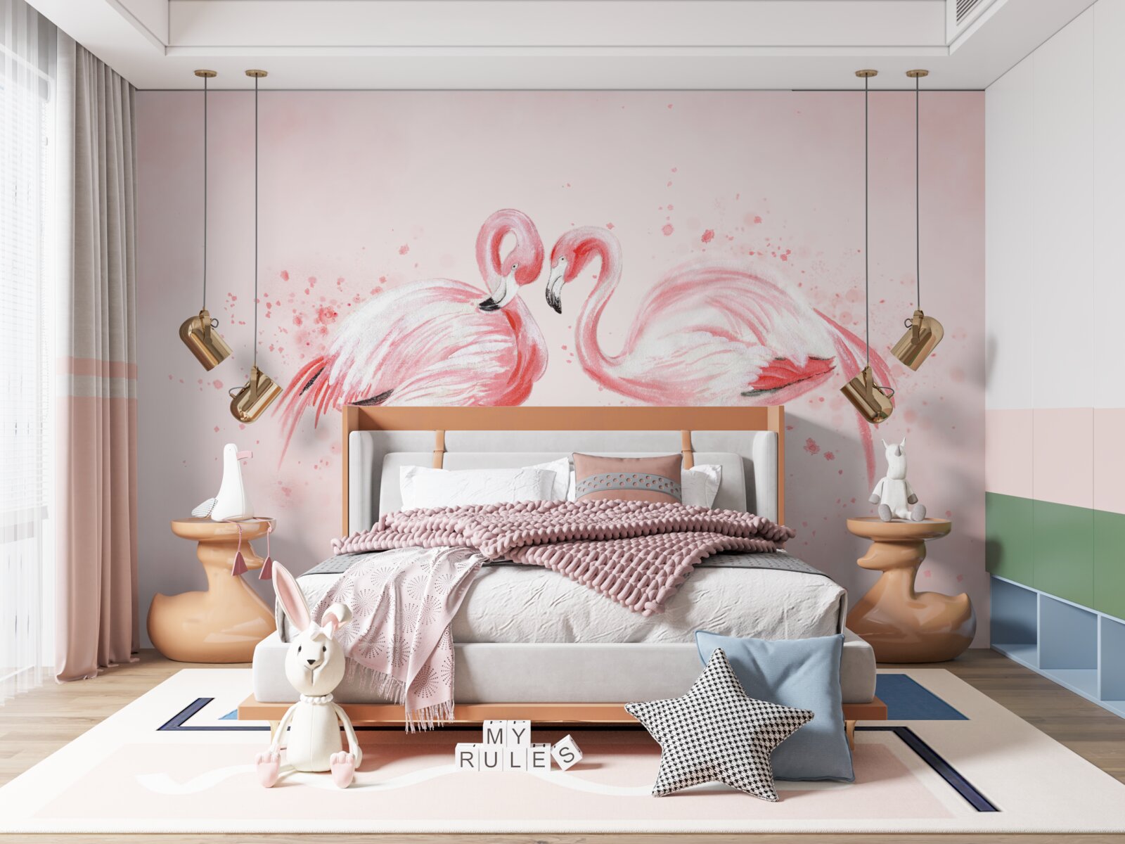 Fototapet două flamingo