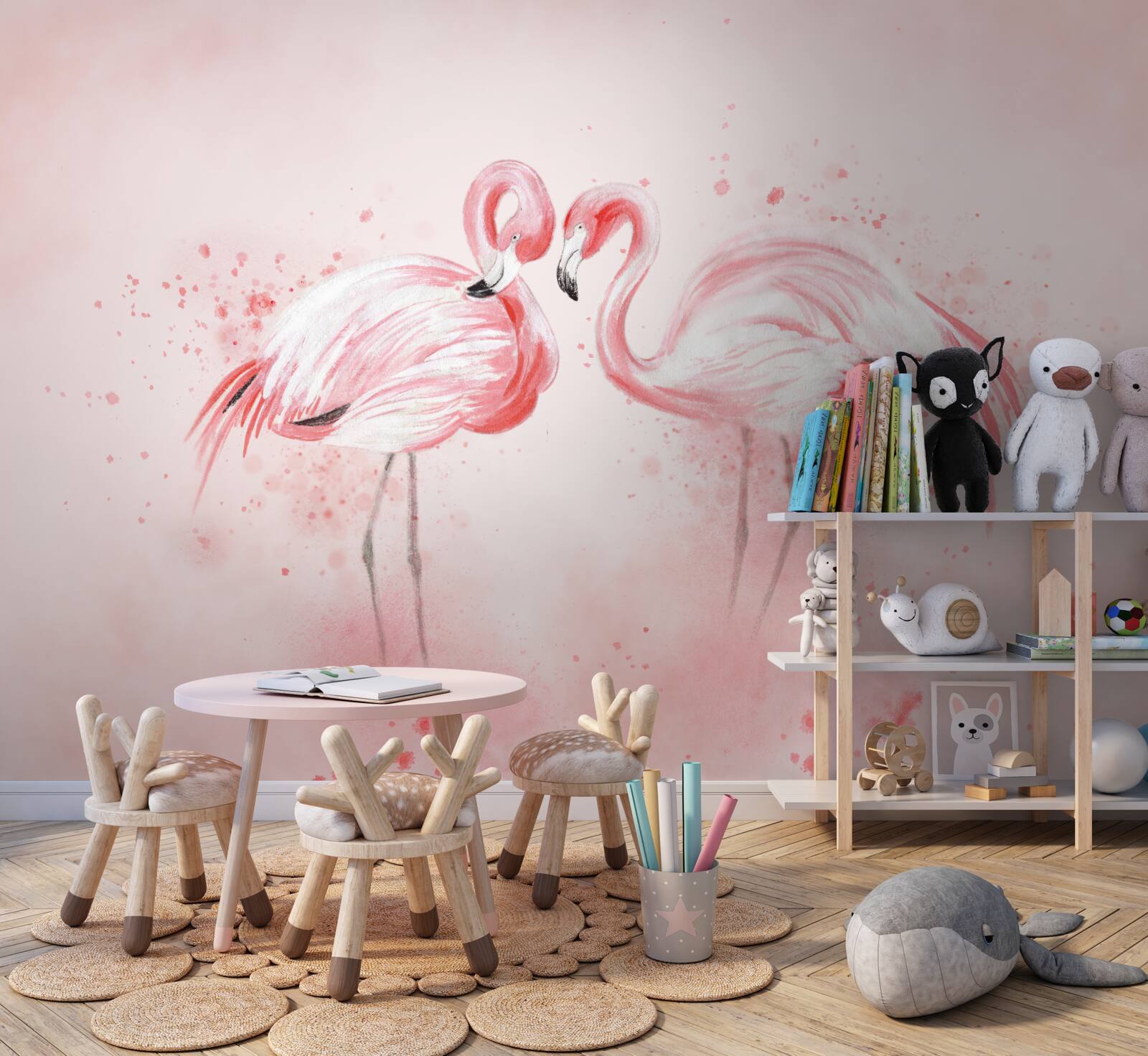 Fototapet două flamingo