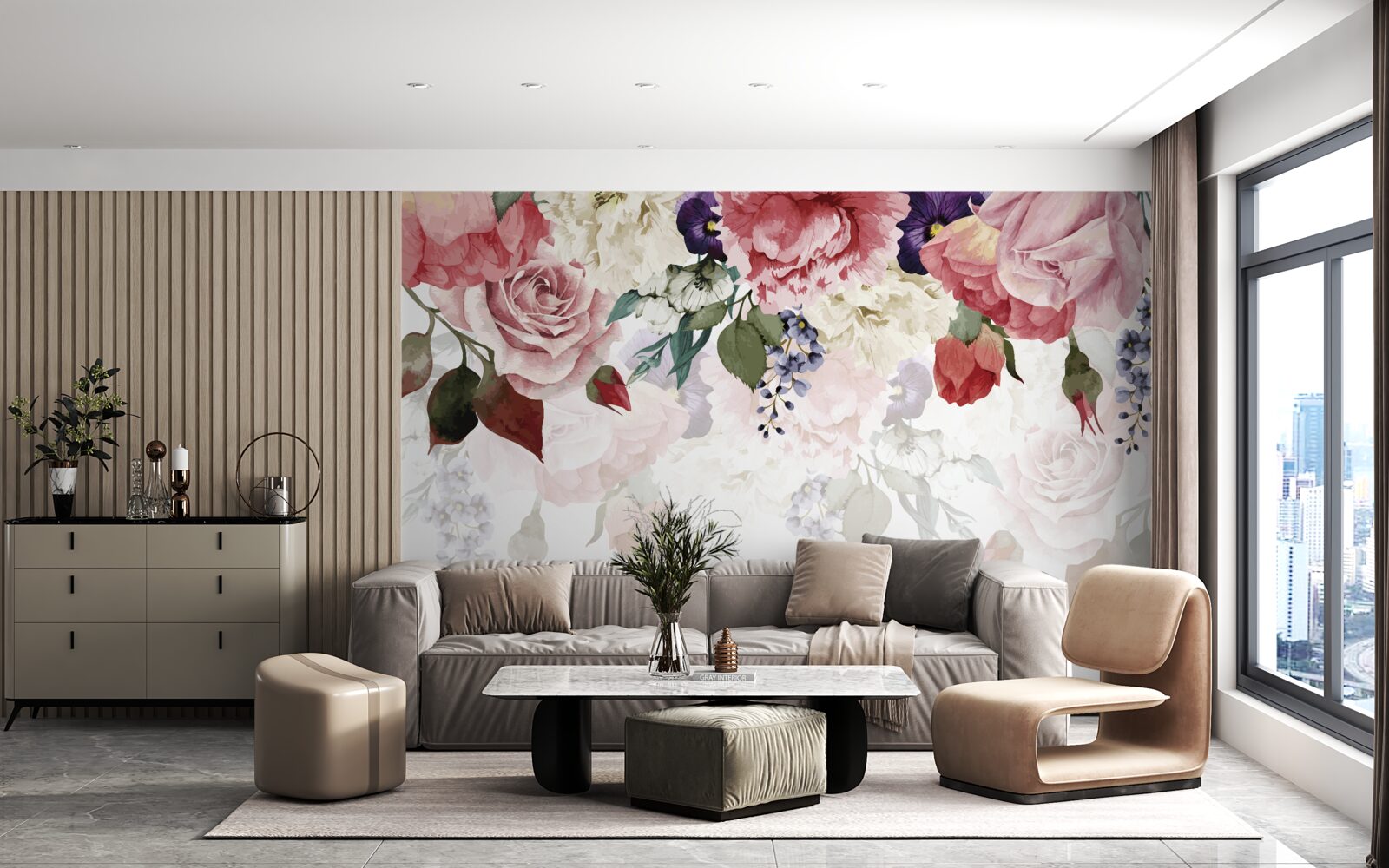 Fototapet compoziție de flori care cad