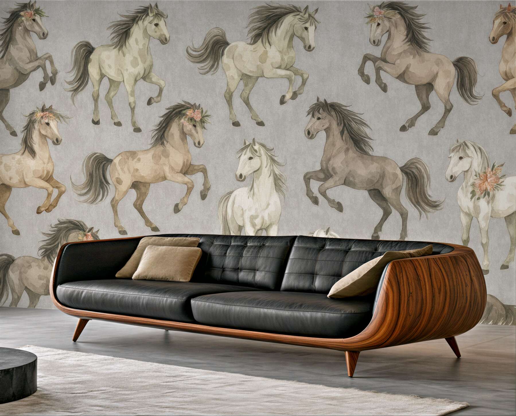 Fototapeta akwarelowe konie w pastelowym galopie