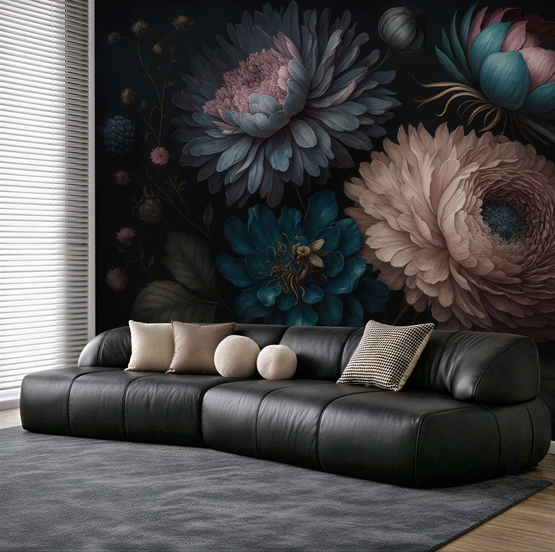 Fototapeta eleganckie kwiaty w nocnej kompozycji