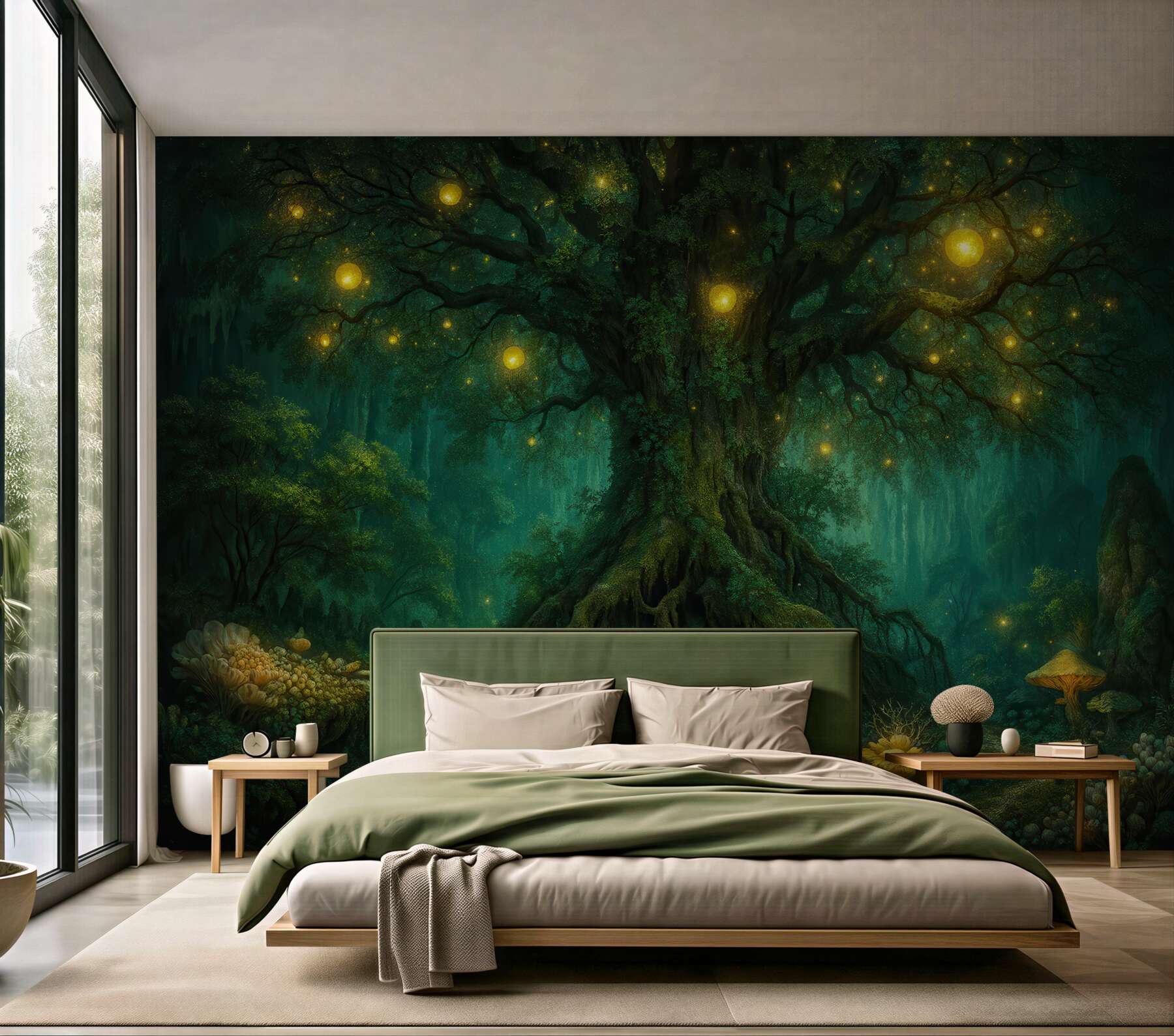 Fototapeta magiczne drzewo w leśnej poświacie