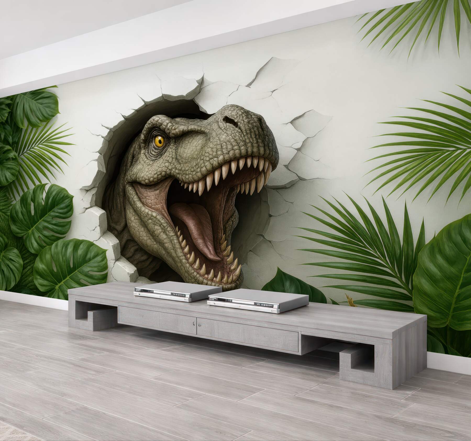 Fototapeta dinozaur w tropikalnej dżungli 3d