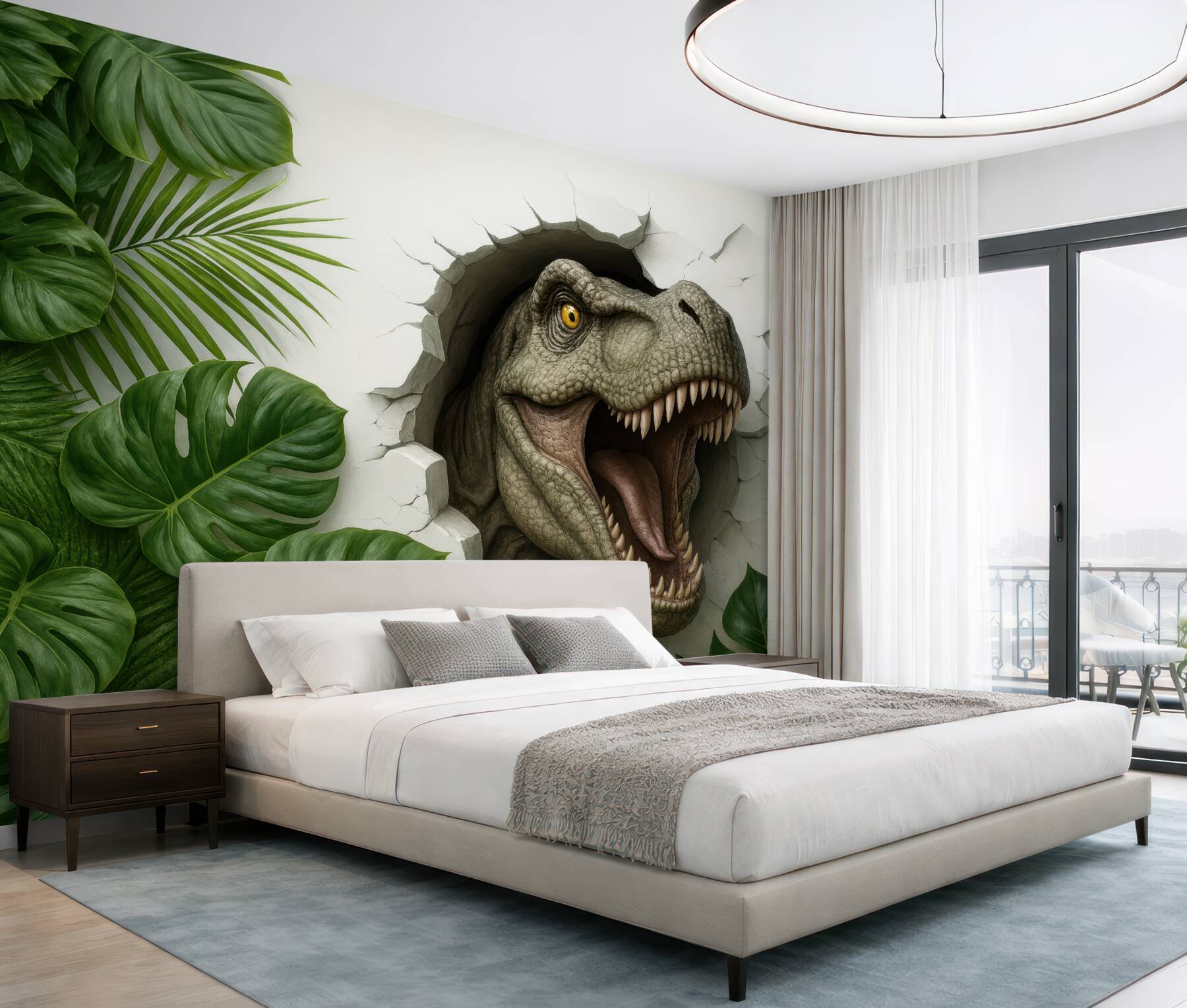 Fototapeta dinozaur w tropikalnej dżungli 3d
