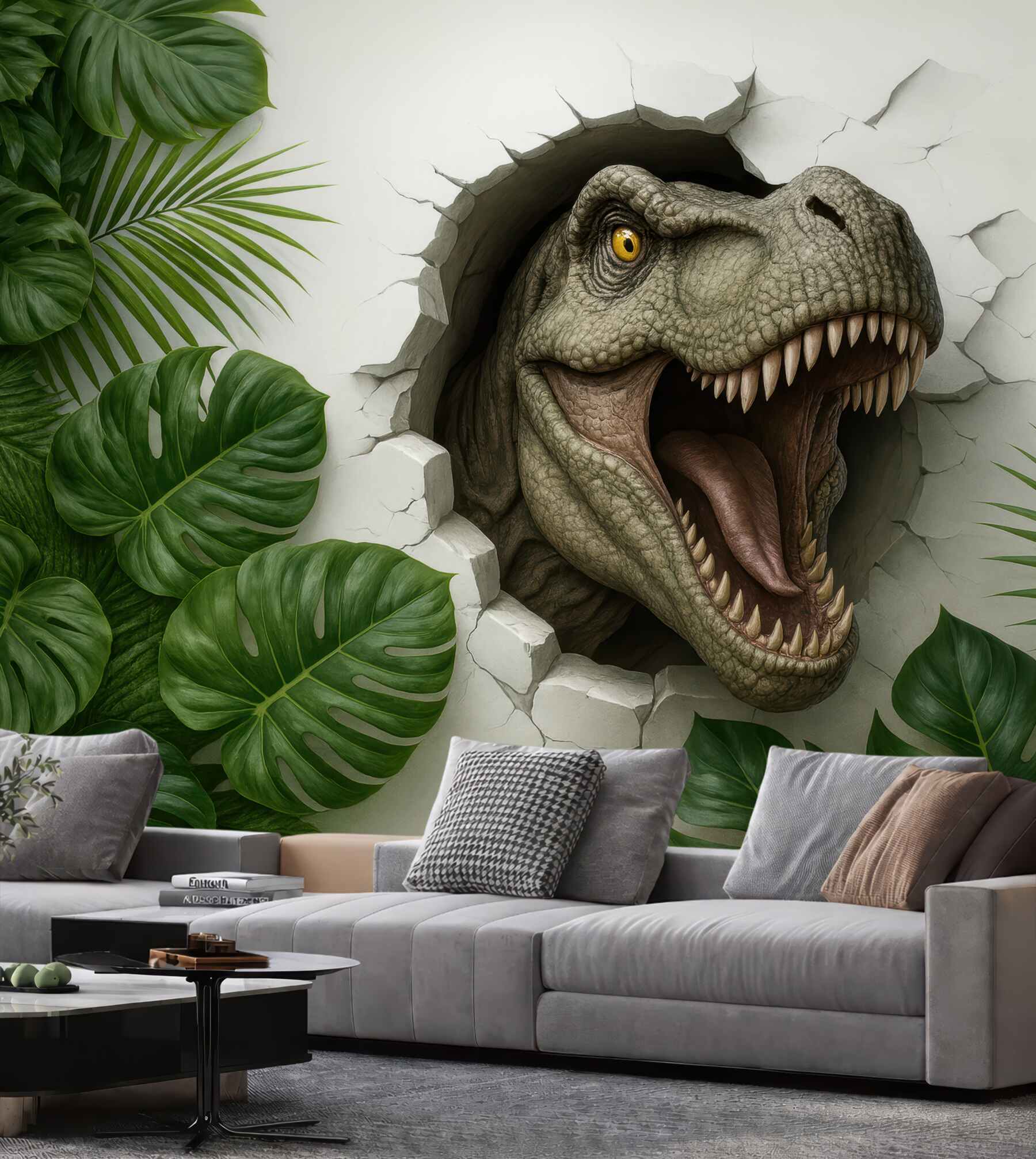 Fototapeta dinozaur w tropikalnej dżungli 3d