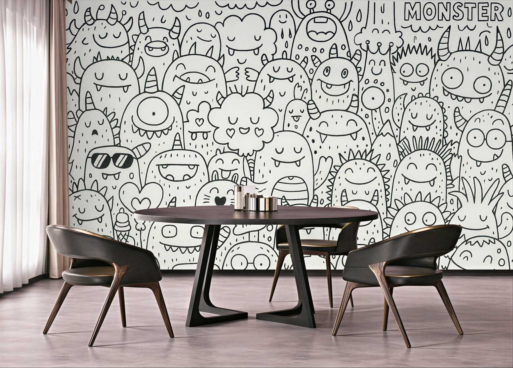 Fototapeta wesołe potworki w doodle stylu