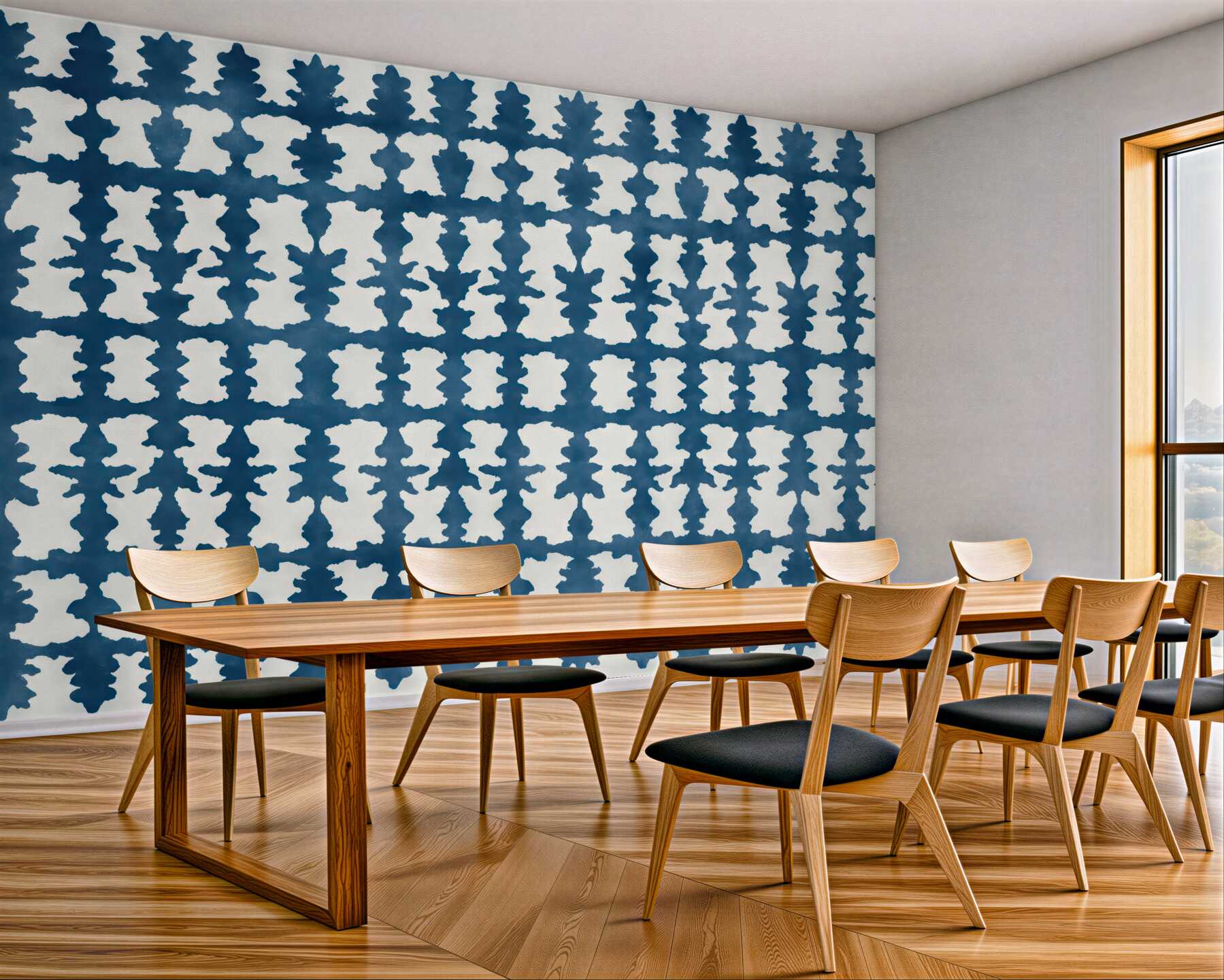 Fototapeta niebieski geometryczny wzór akwarelowy