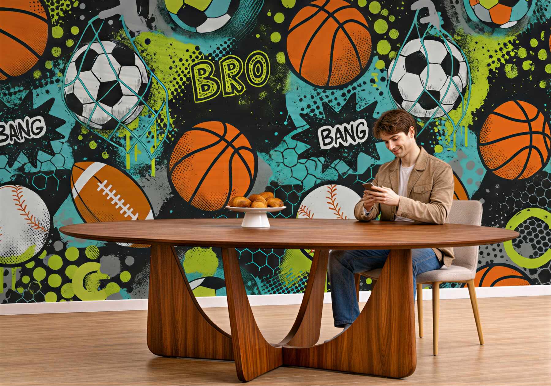 Fototapeta energetyczny sportowy graffiti z piłkami