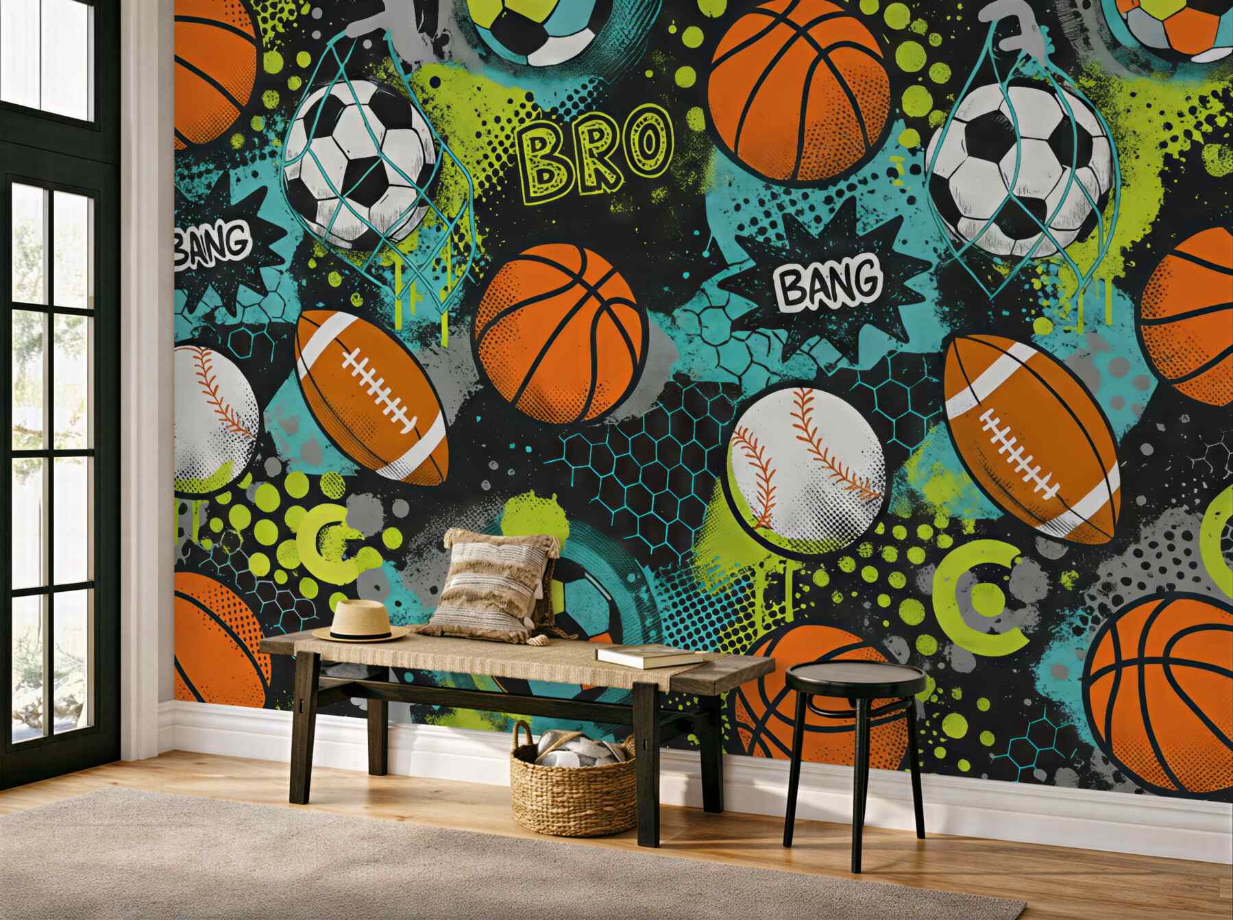 Fototapeta energetyczny sportowy graffiti z piłkami