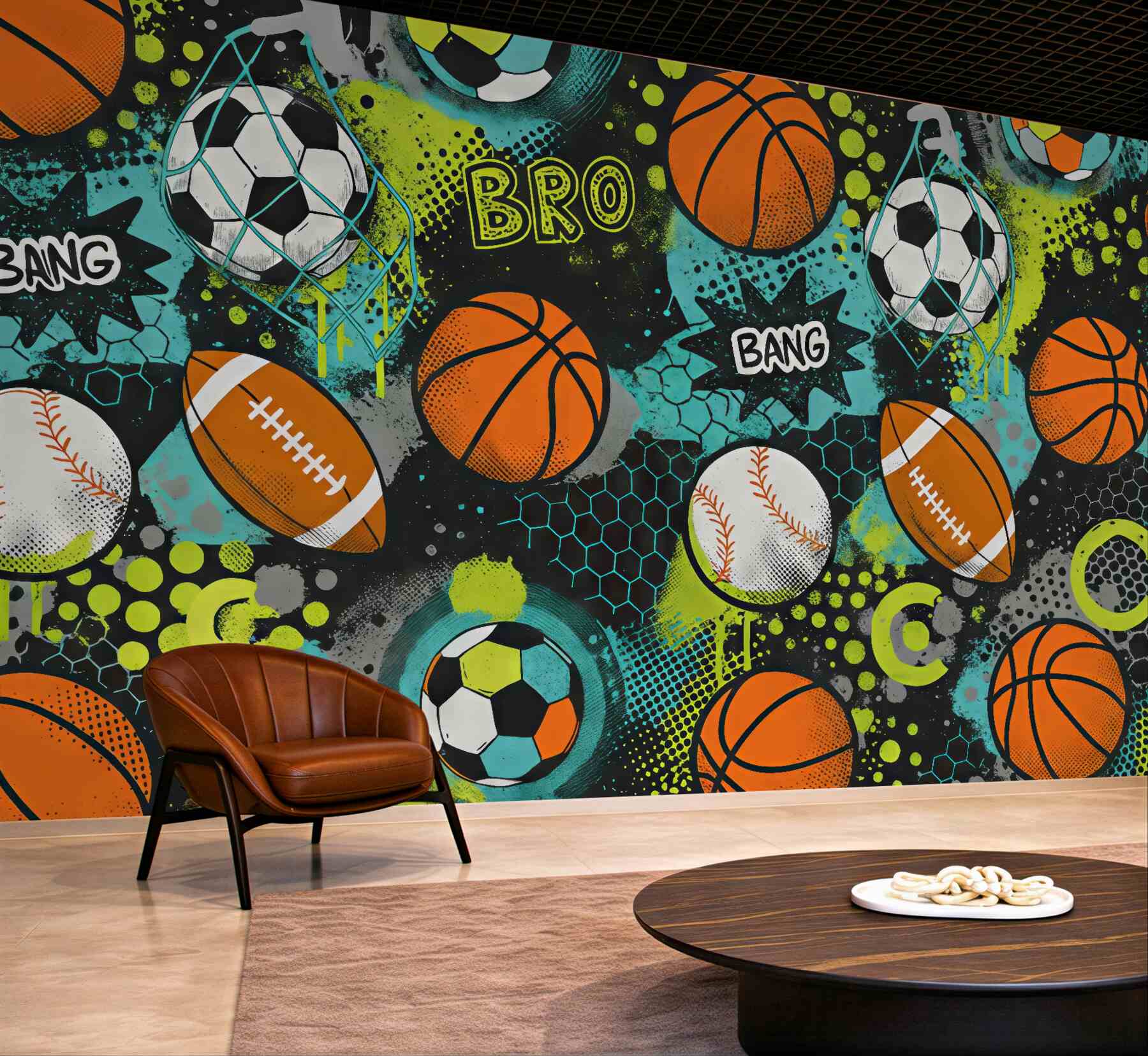 Fototapeta energetyczny sportowy graffiti z piłkami