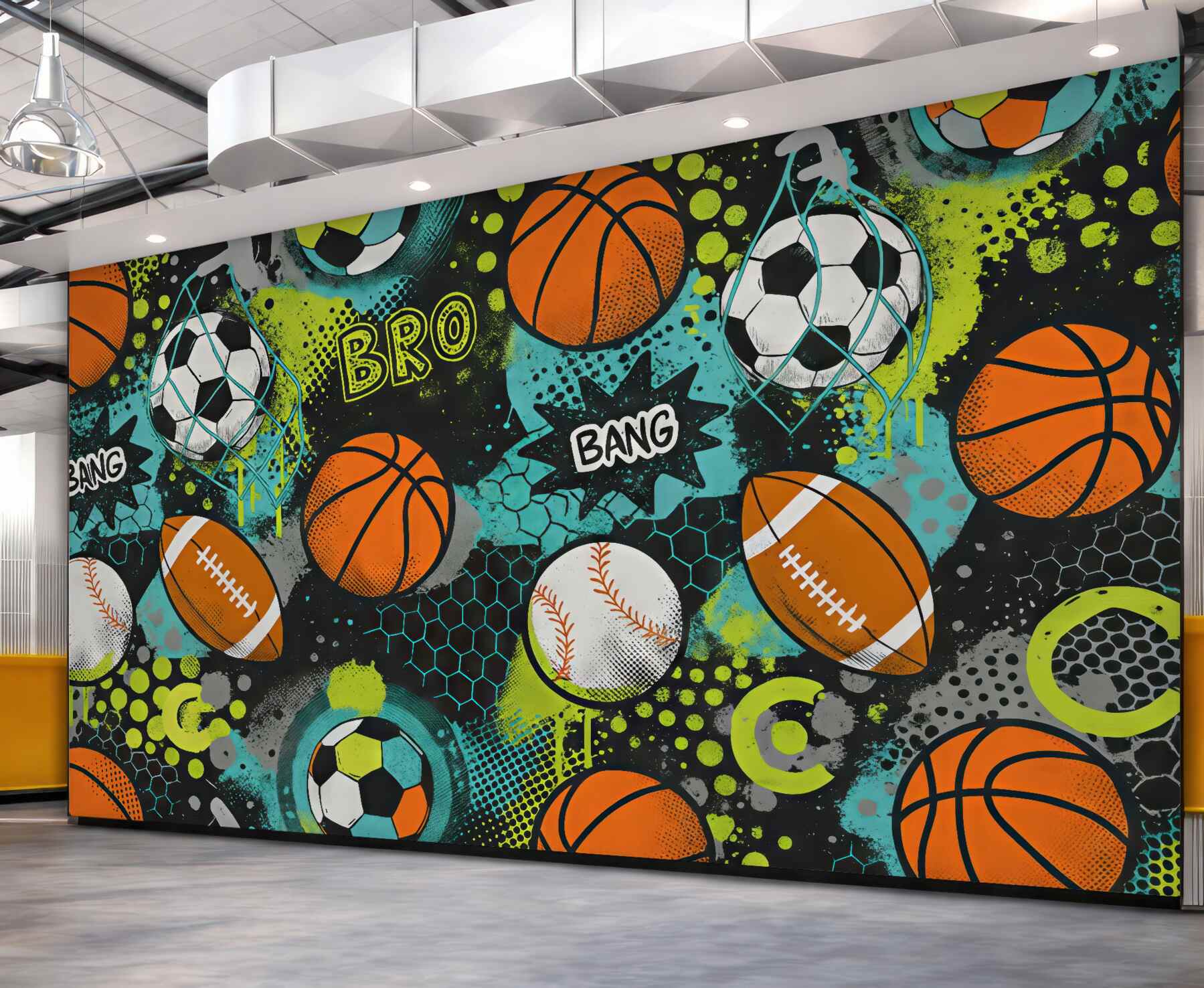 Fototapeta energetyczny sportowy graffiti z piłkami