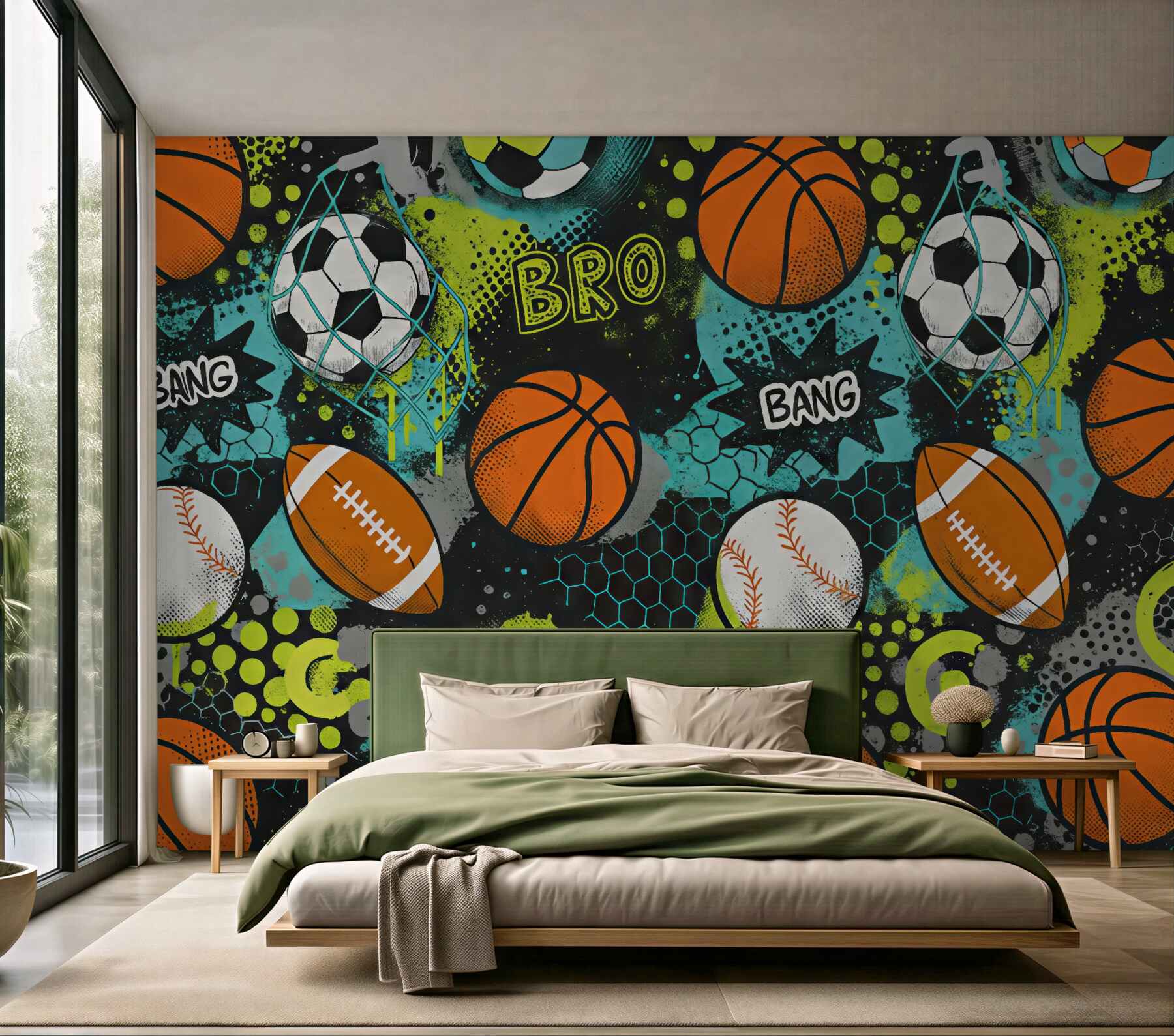 Fototapeta energetyczny sportowy graffiti z piłkami