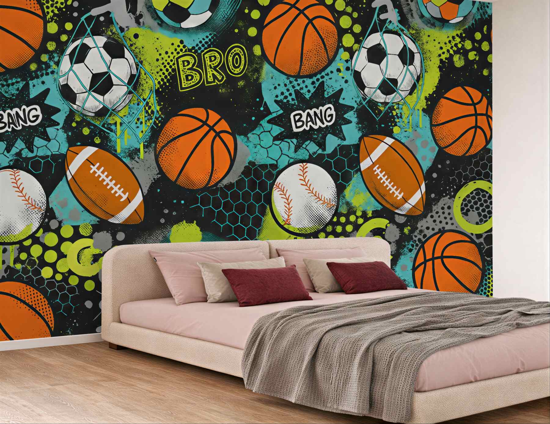 Fototapeta energetyczny sportowy graffiti z piłkami