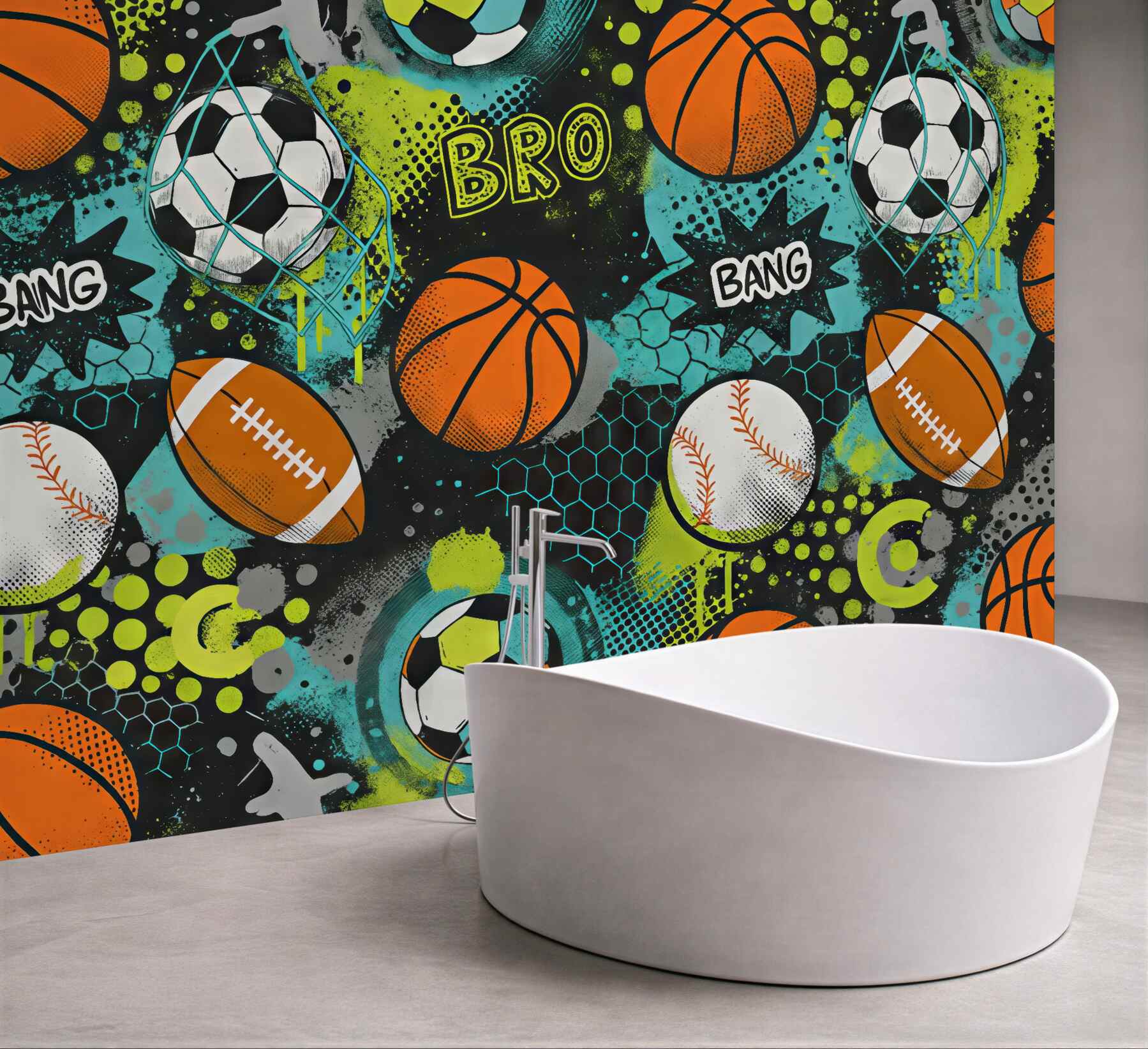 Fototapeta energetyczny sportowy graffiti z piłkami