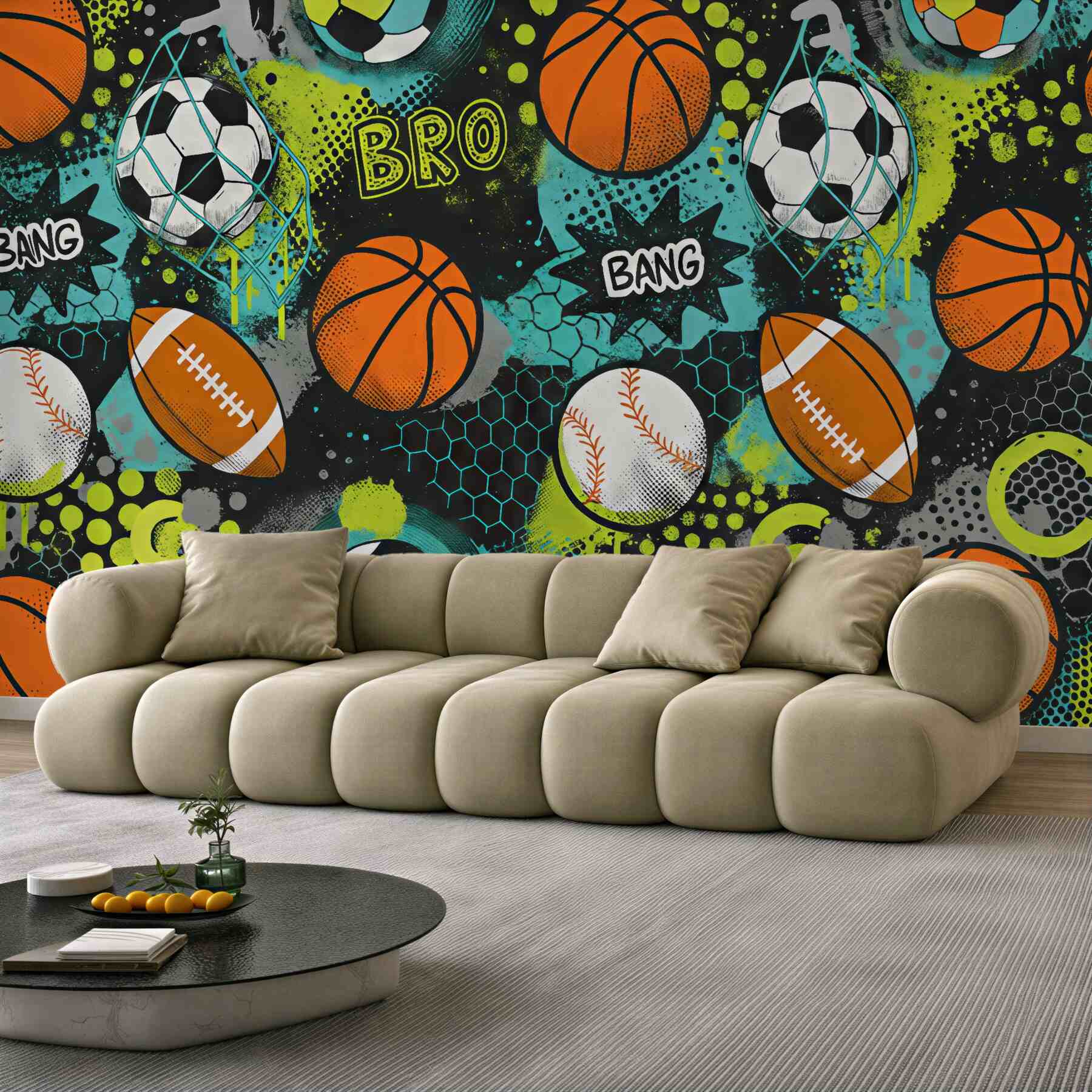 Fototapeta energetyczny sportowy graffiti z piłkami
