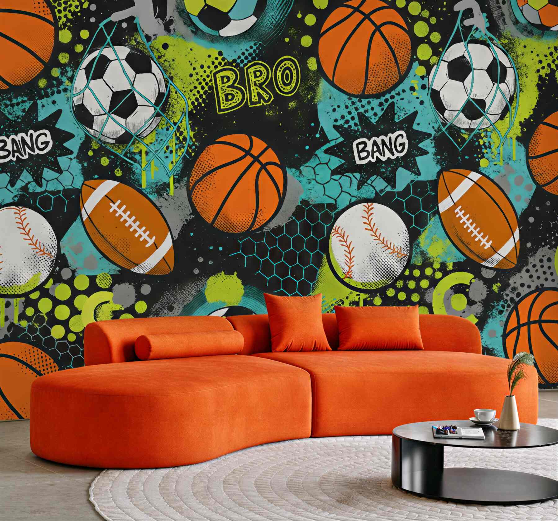 Fototapeta energetyczny sportowy graffiti z piłkami