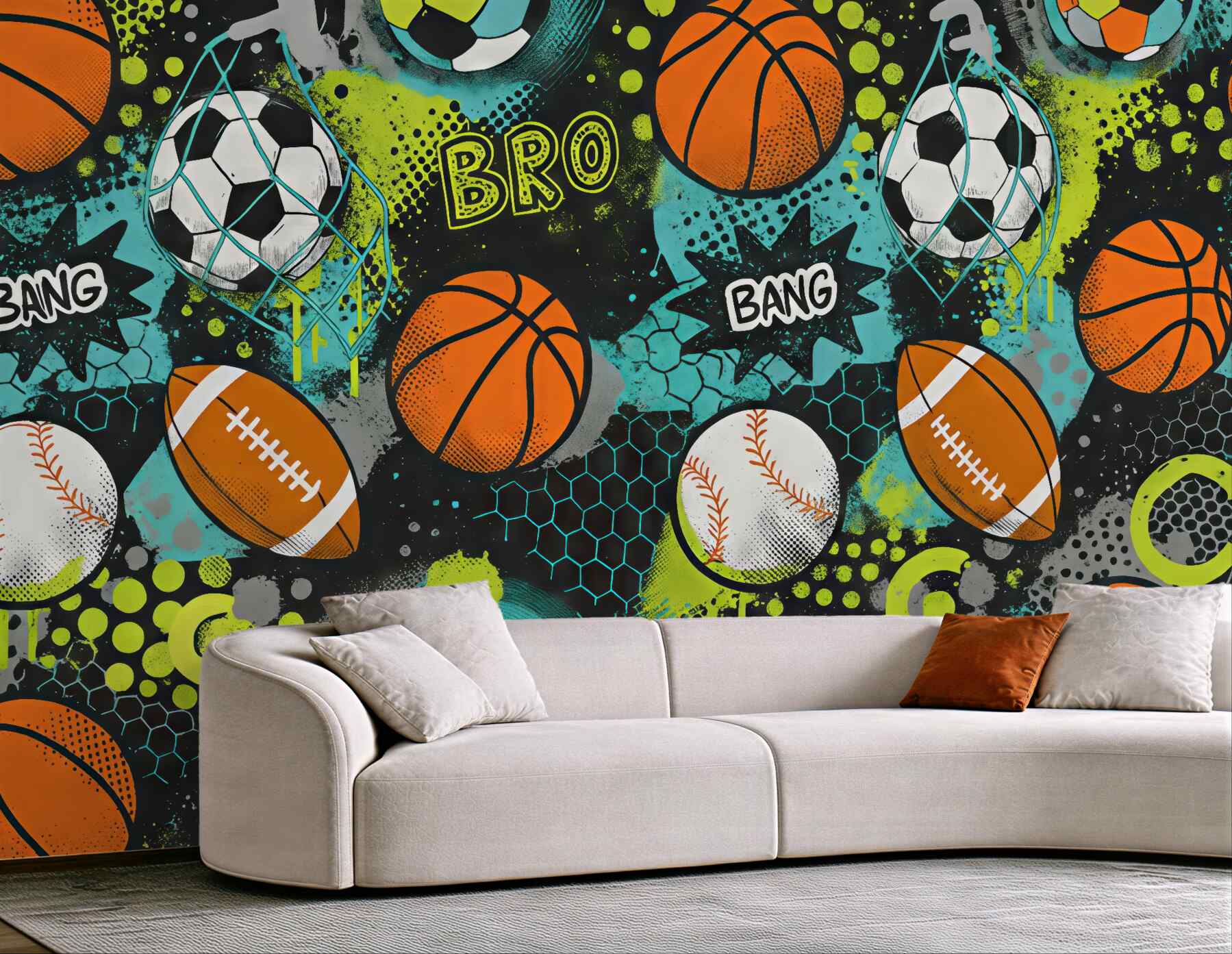 Fototapeta energetyczny sportowy graffiti z piłkami