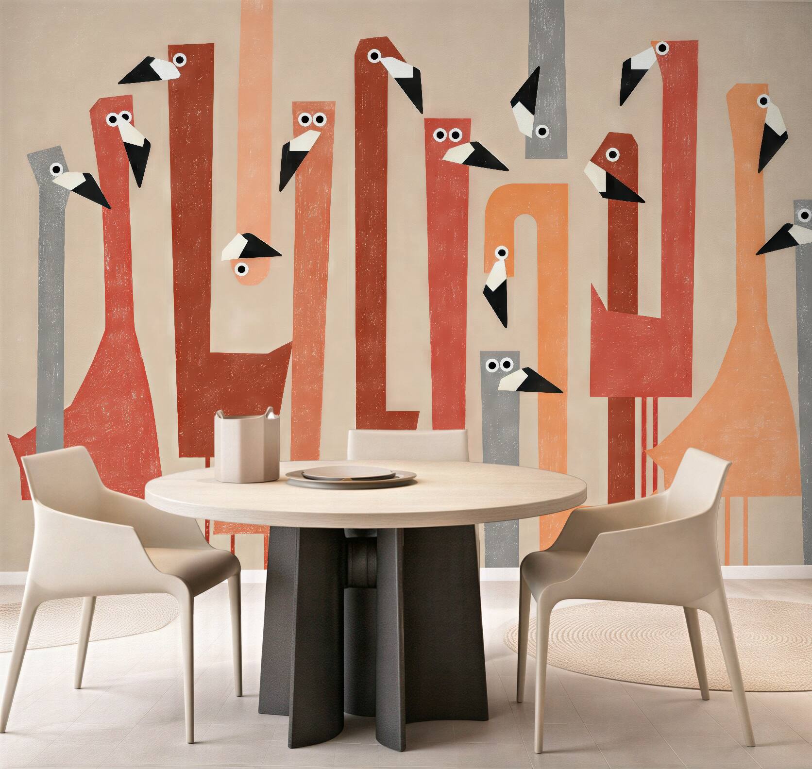 Fototapeta geometryczne flamingi w pastelach