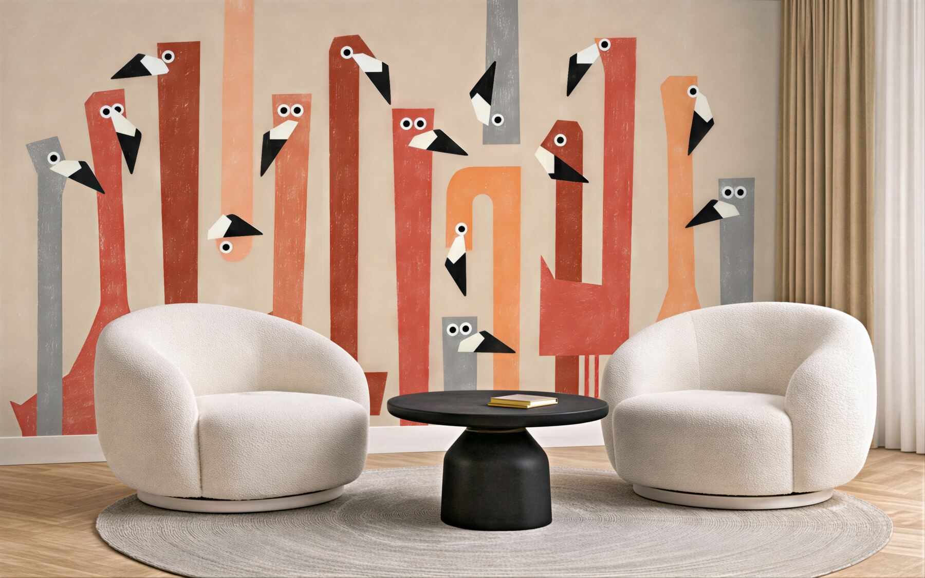 Fototapeta geometryczne flamingi w pastelach