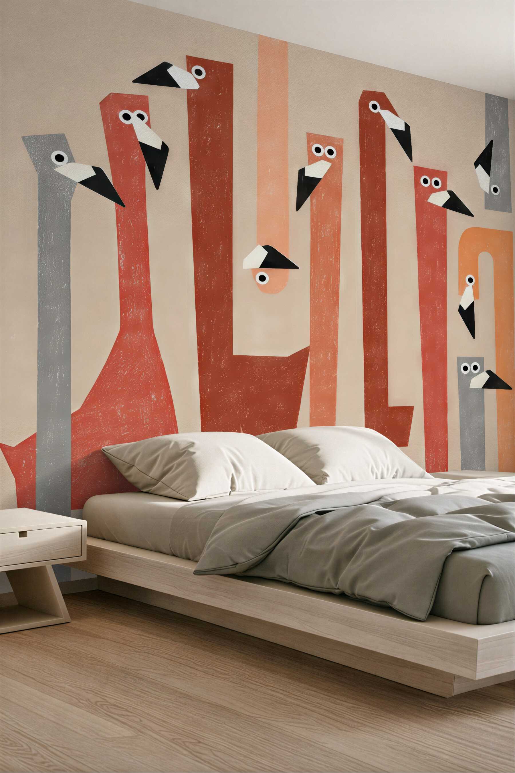 Fototapeta geometryczne flamingi w pastelach