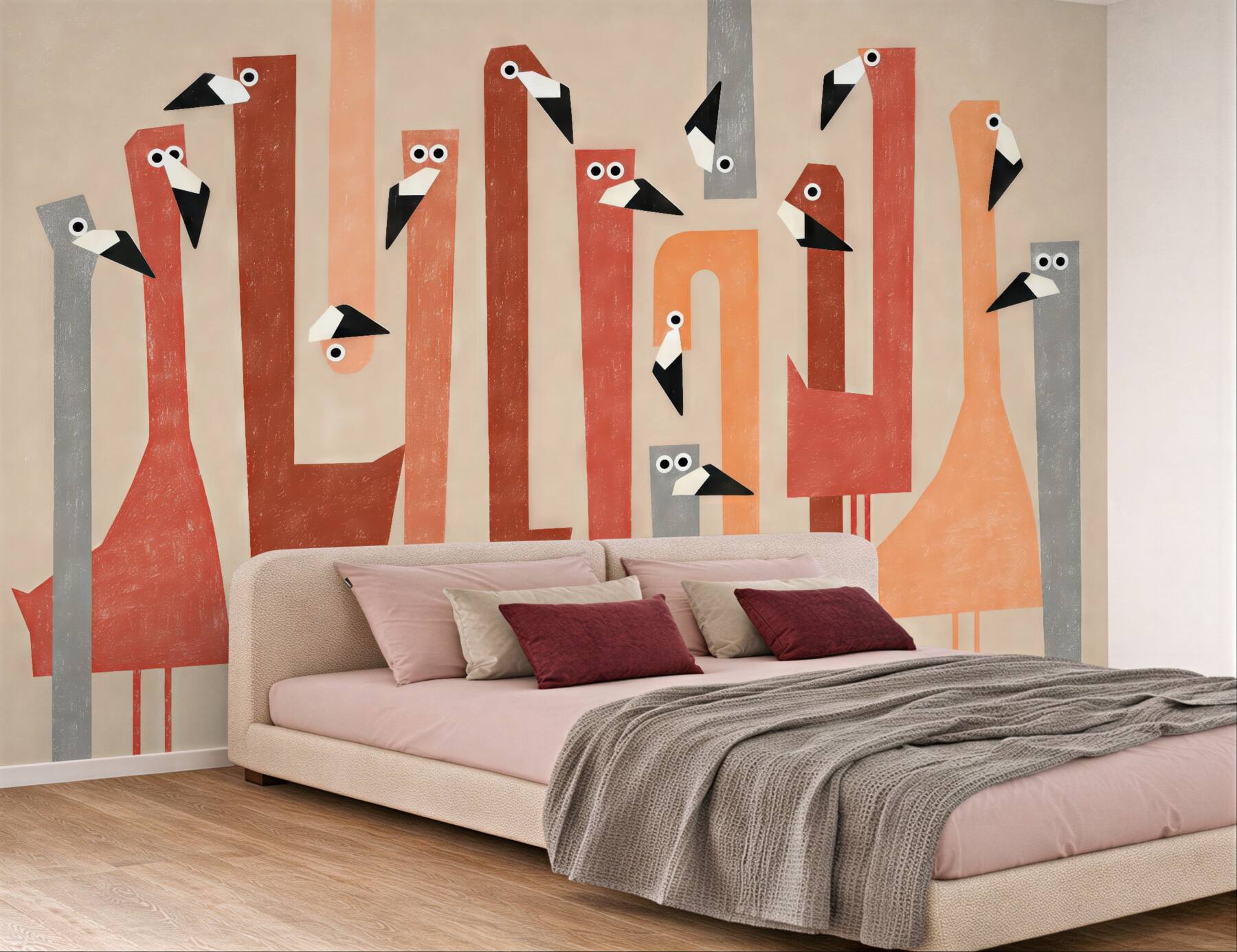Fototapeta geometryczne flamingi w pastelach