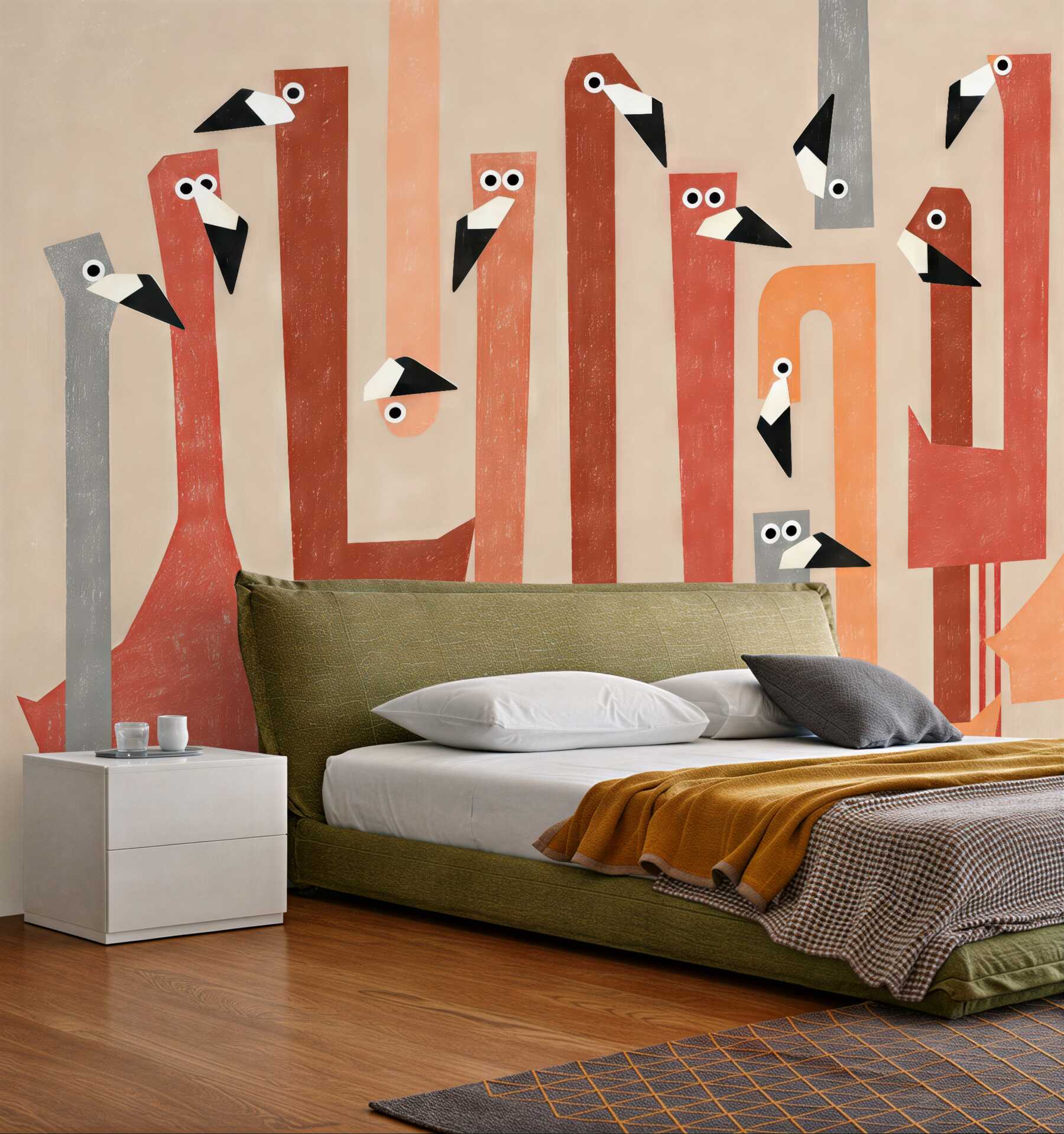 Fototapeta geometryczne flamingi w pastelach