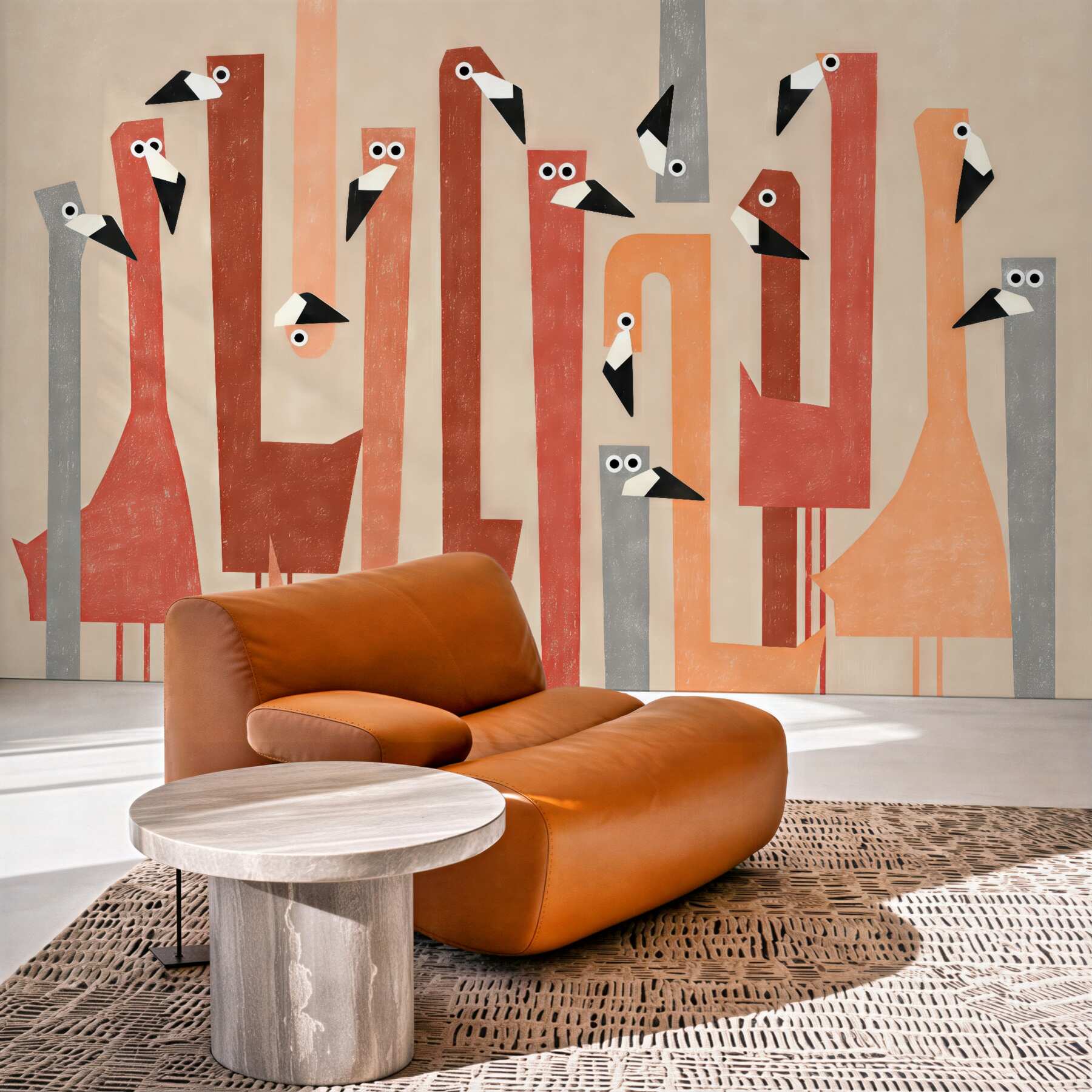Fototapeta geometryczne flamingi w pastelach