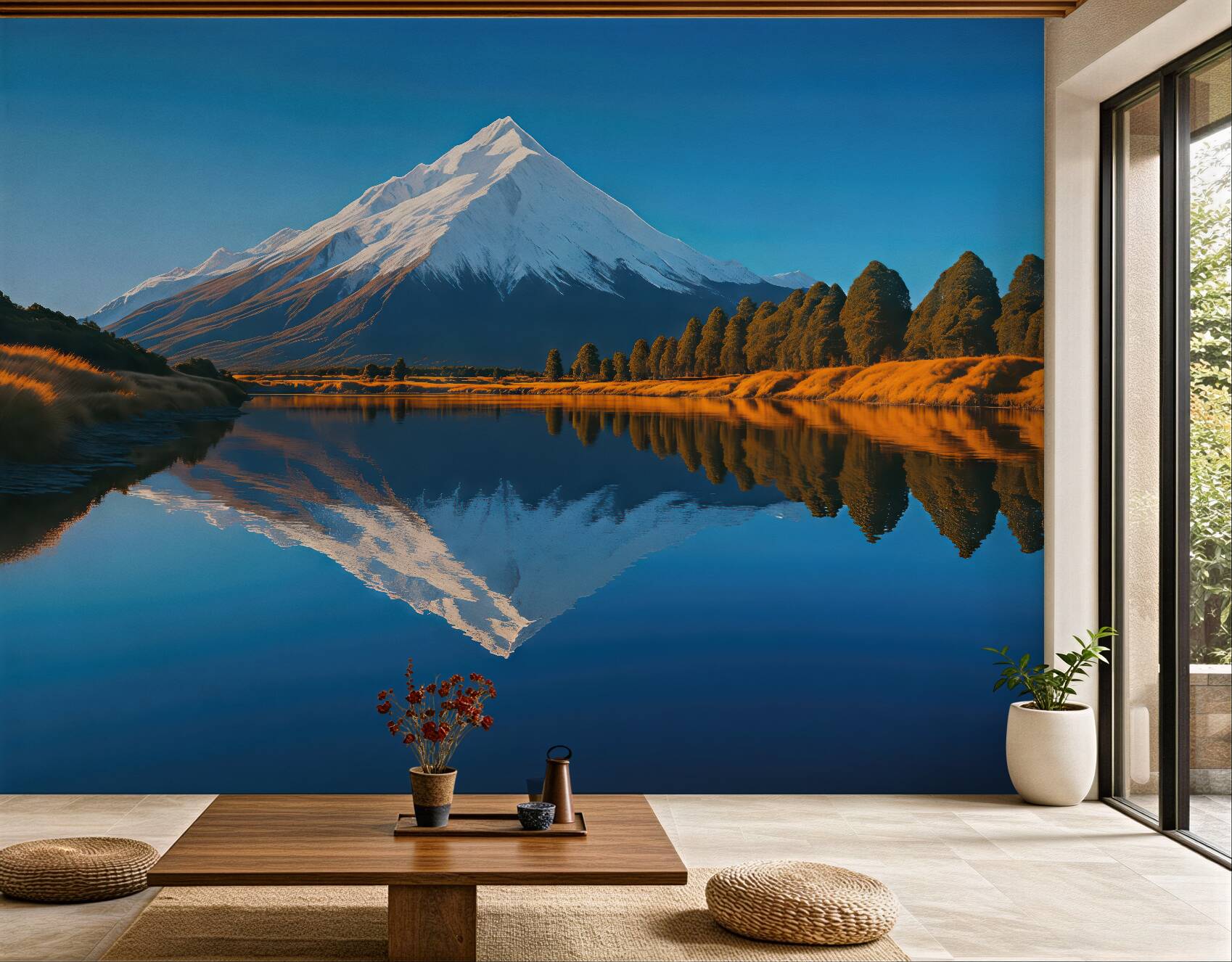 Fototapeta górski szczyt w lustrzanym jeziorze