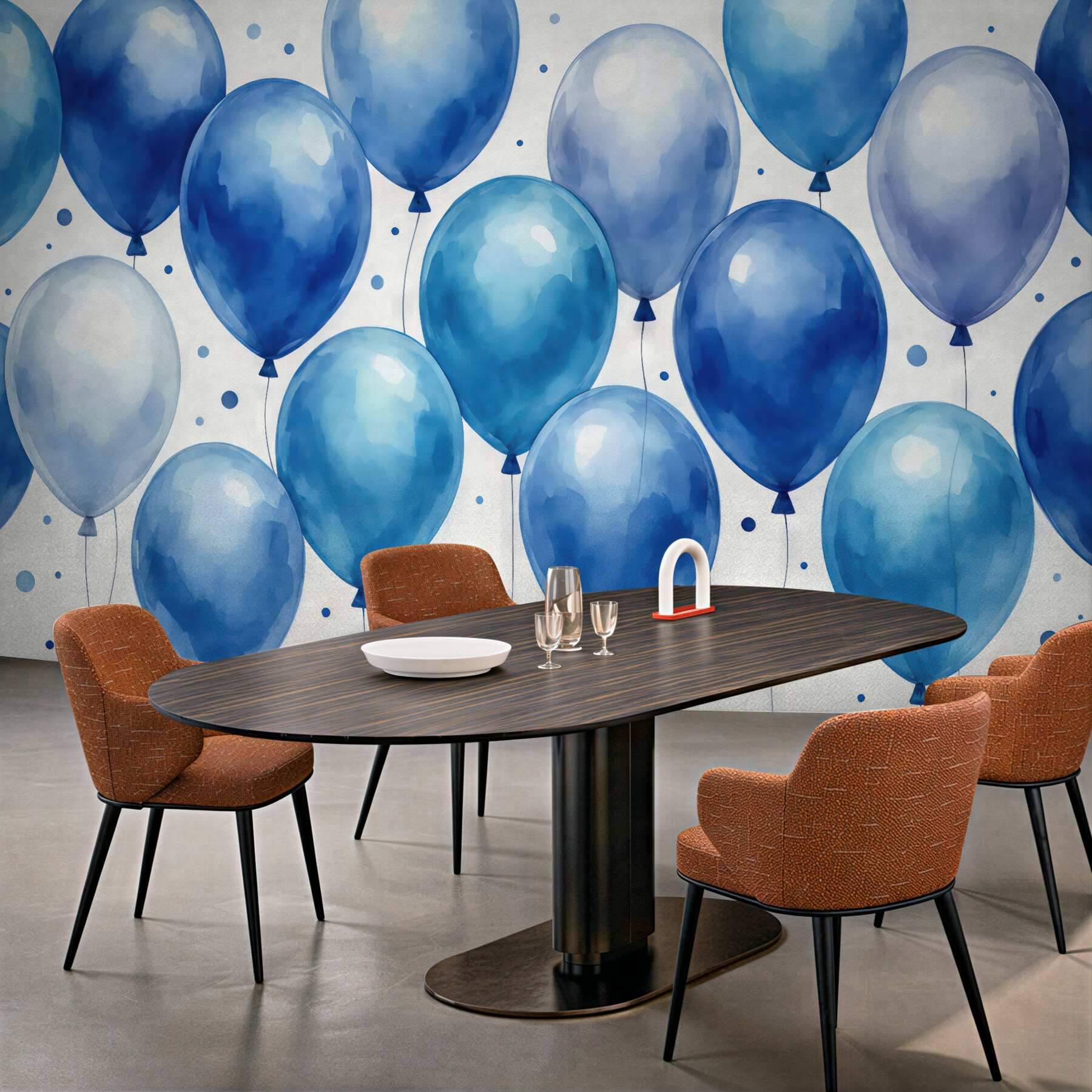 Fototapeta niebieskie balony w akwarelowym stylu
