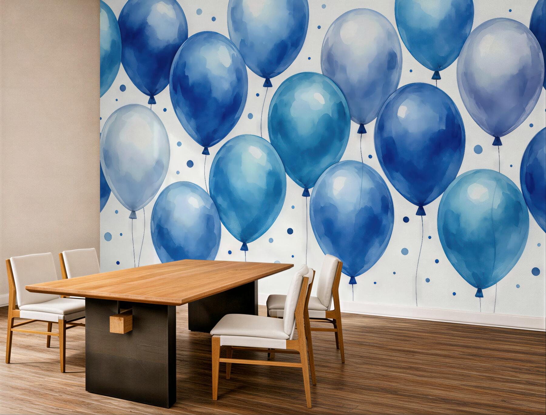 Fototapeta niebieskie balony w akwarelowym stylu