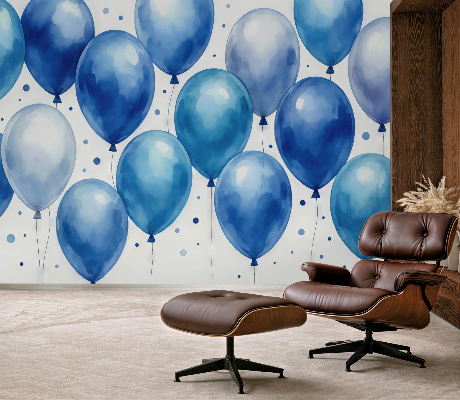 Fototapeta niebieskie balony w akwarelowym stylu