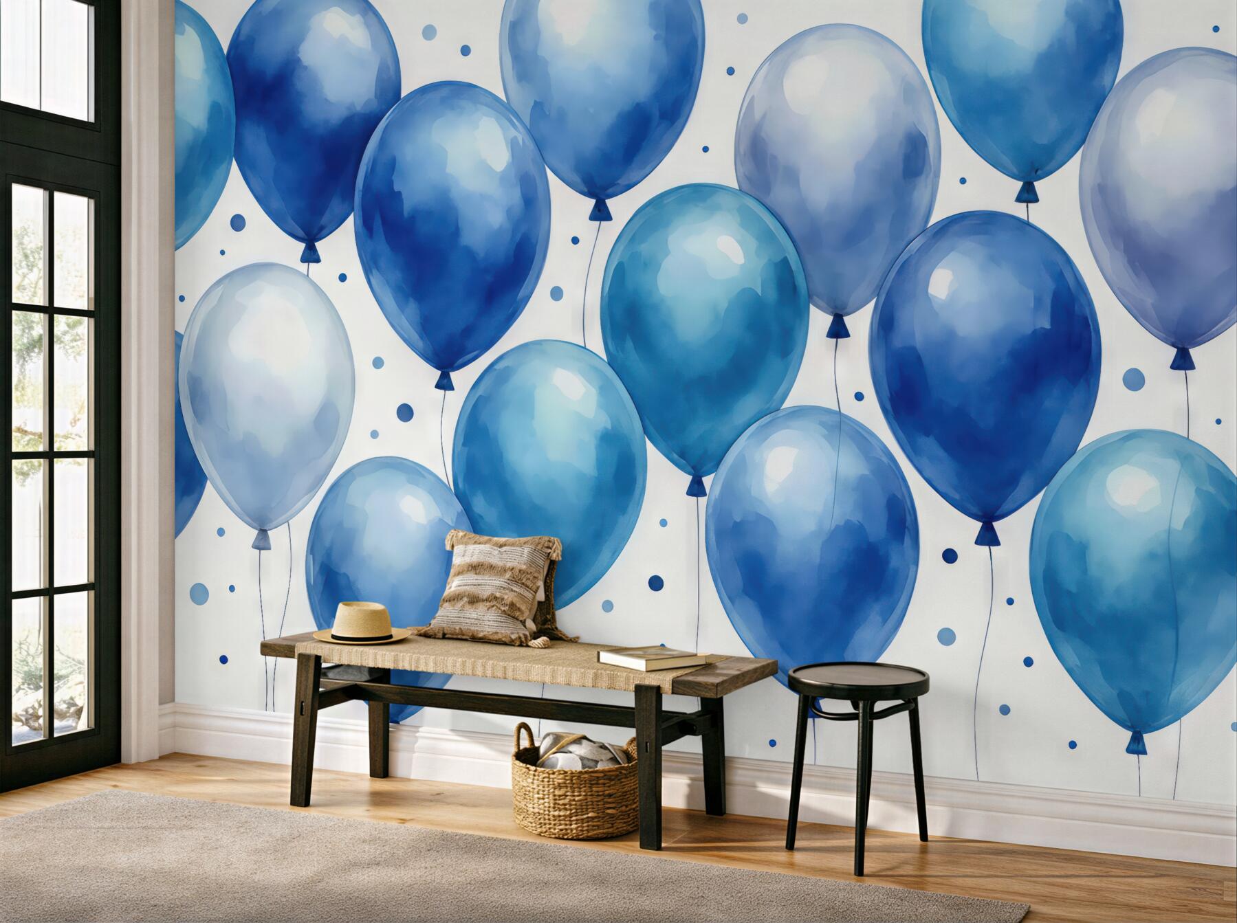 Fototapeta niebieskie balony w akwarelowym stylu
