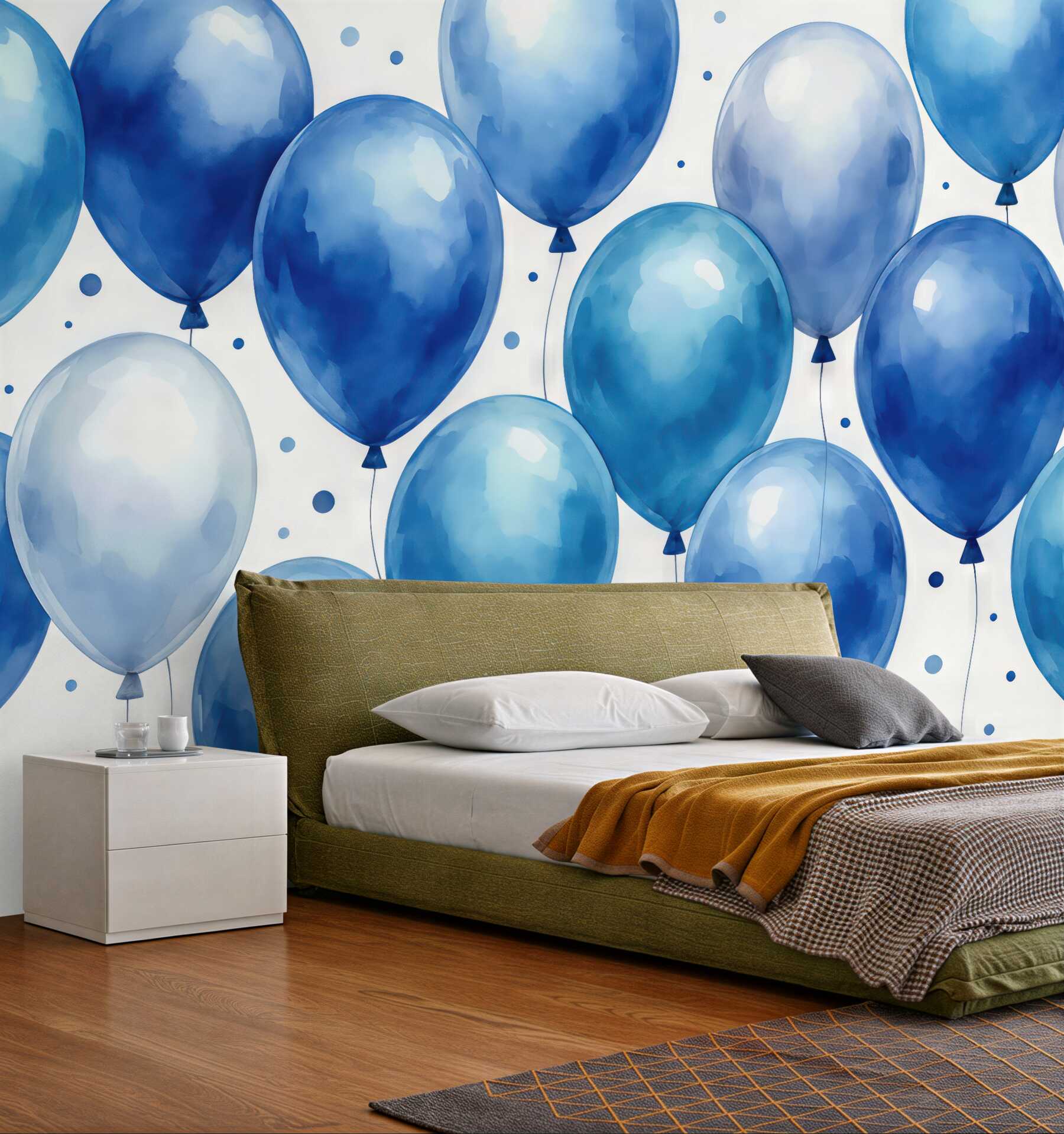 Fototapeta niebieskie balony w akwarelowym stylu