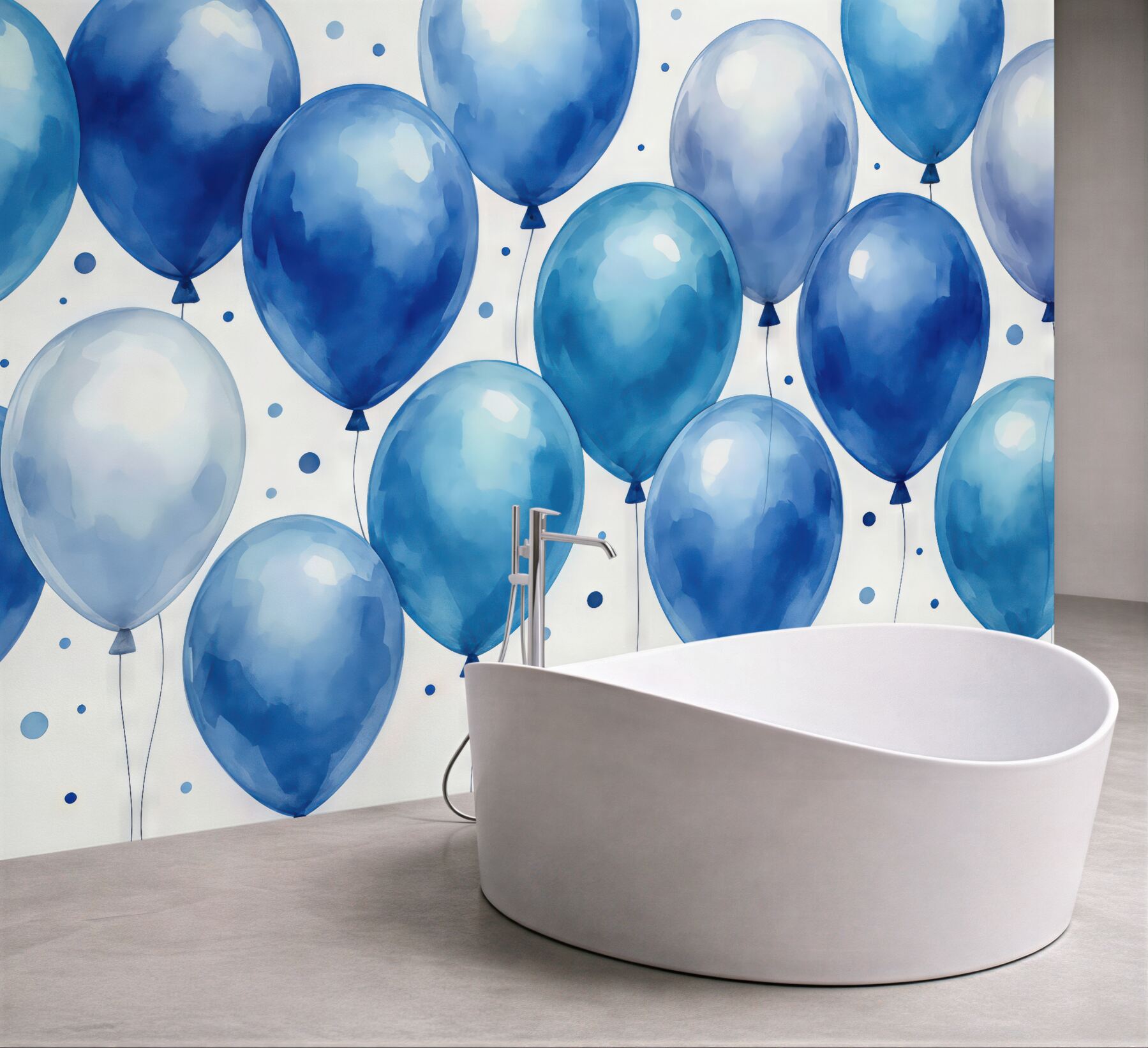 Fototapeta niebieskie balony w akwarelowym stylu