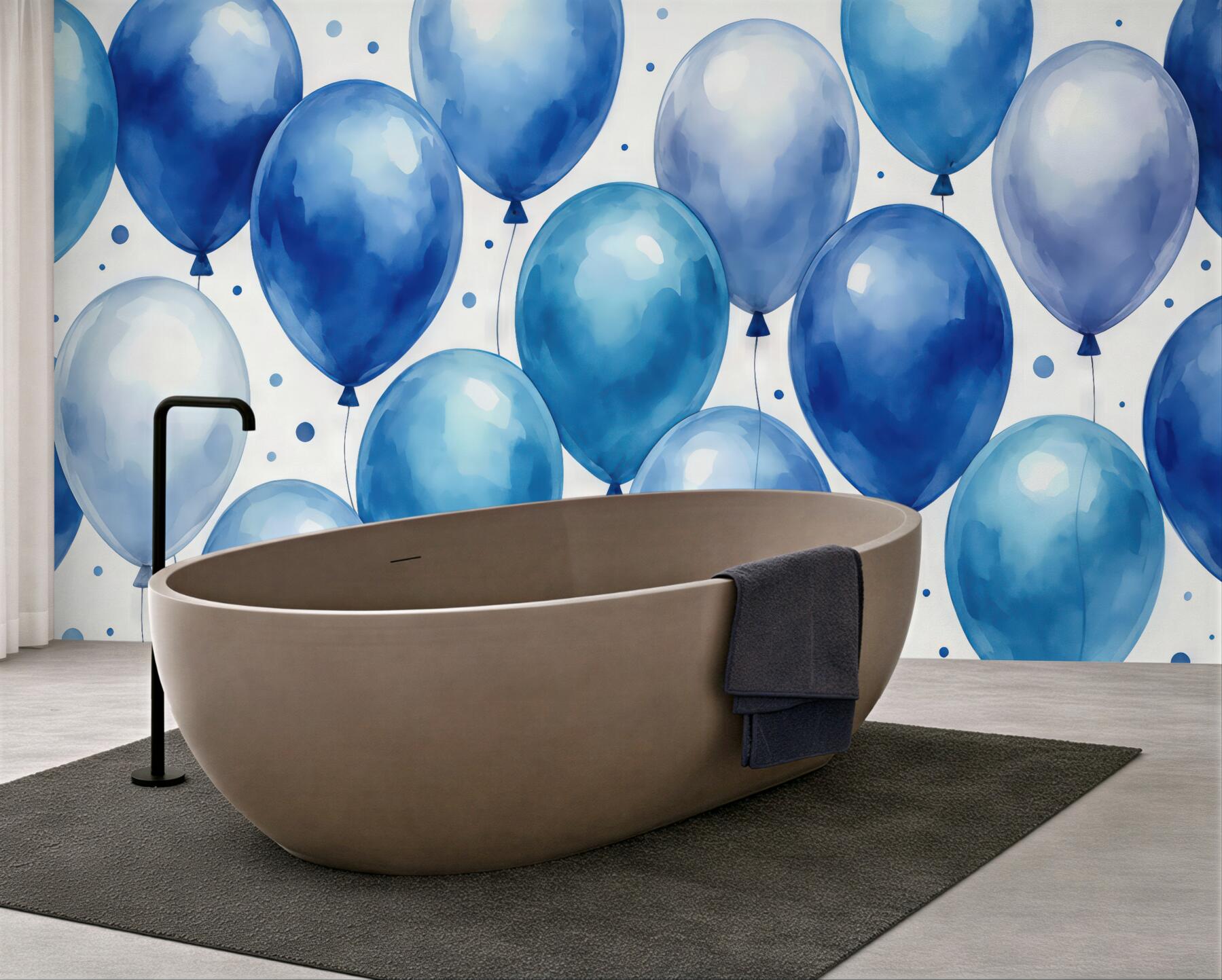 Fototapeta niebieskie balony w akwarelowym stylu