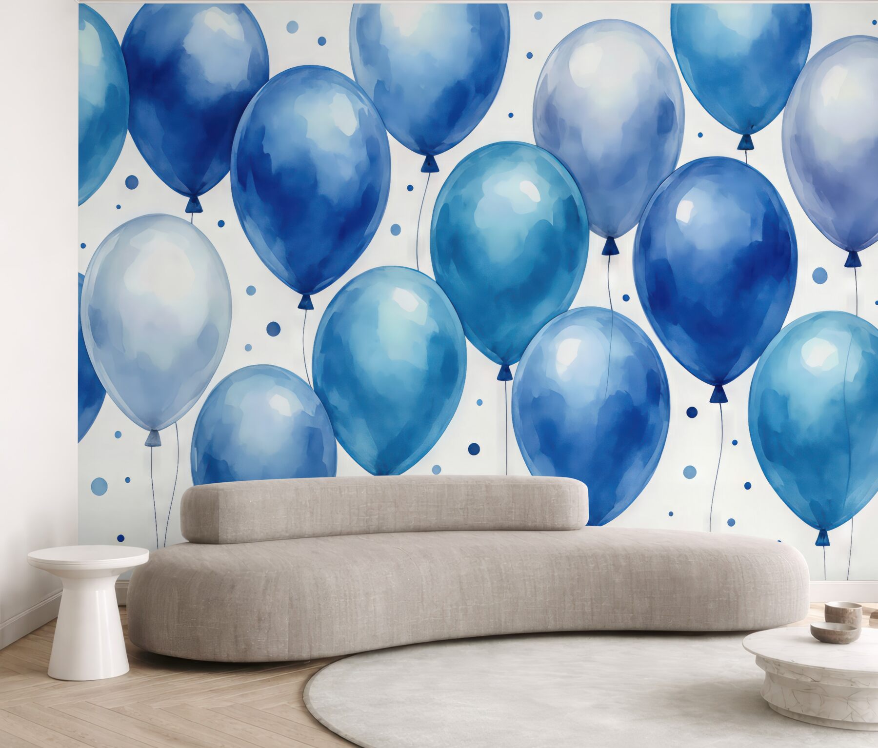 Fototapeta niebieskie balony w akwarelowym stylu