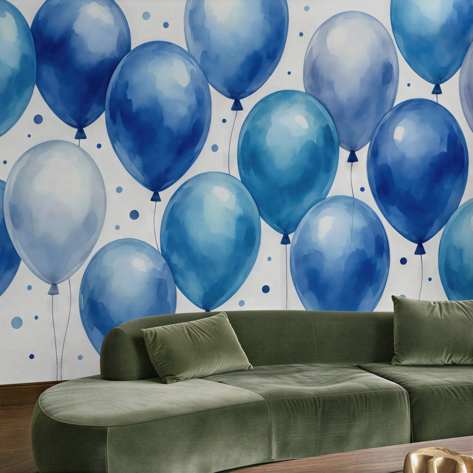 Fototapeta niebieskie balony w akwarelowym stylu