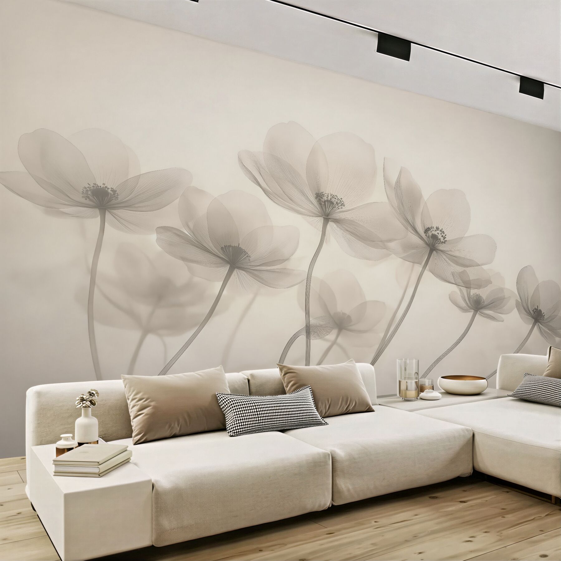 Fototapeta zwiewne kwiaty w mgielnej elegancji
