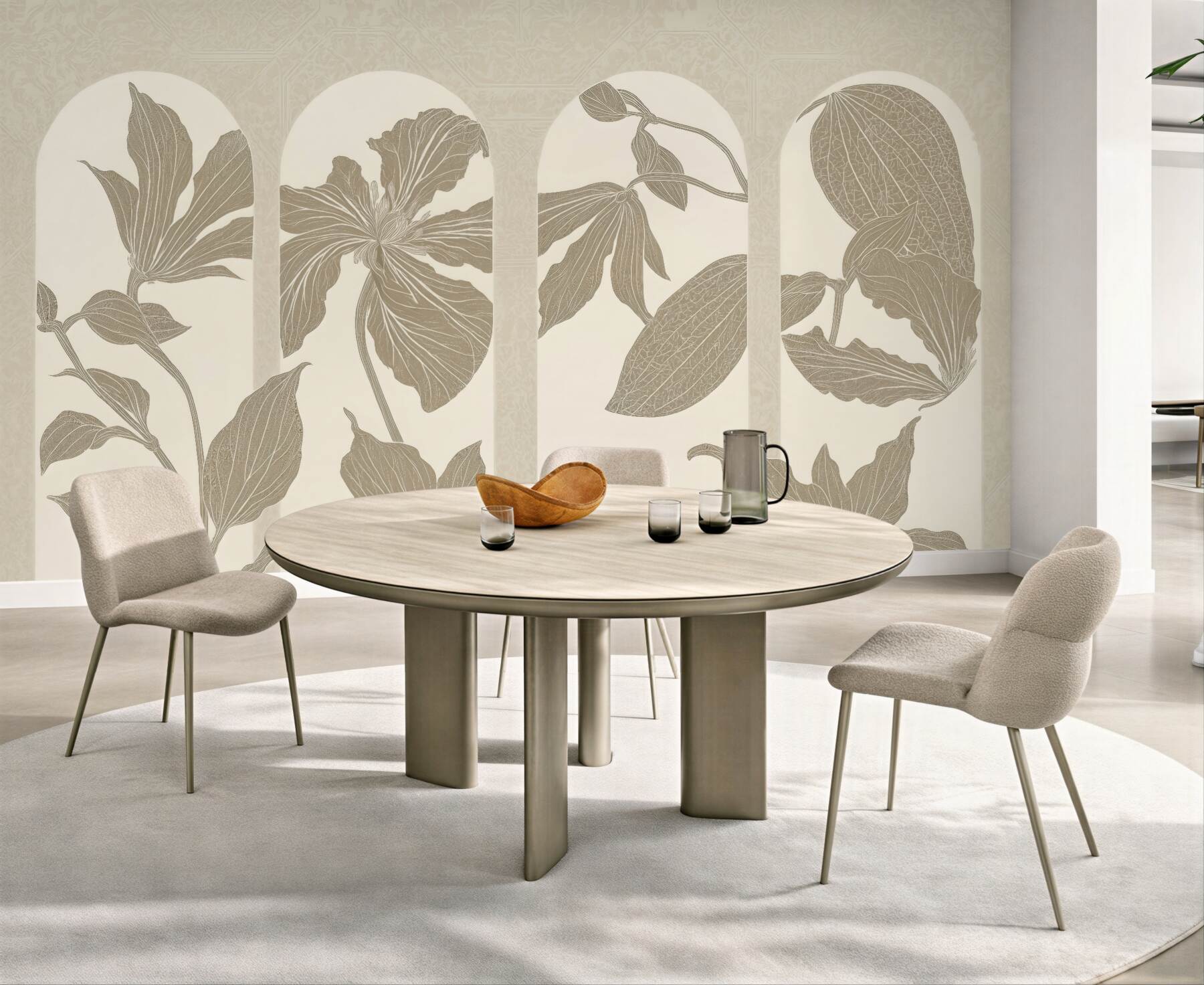 Fototapeta botaniczne arkady w eleganckim sepiowym stylu