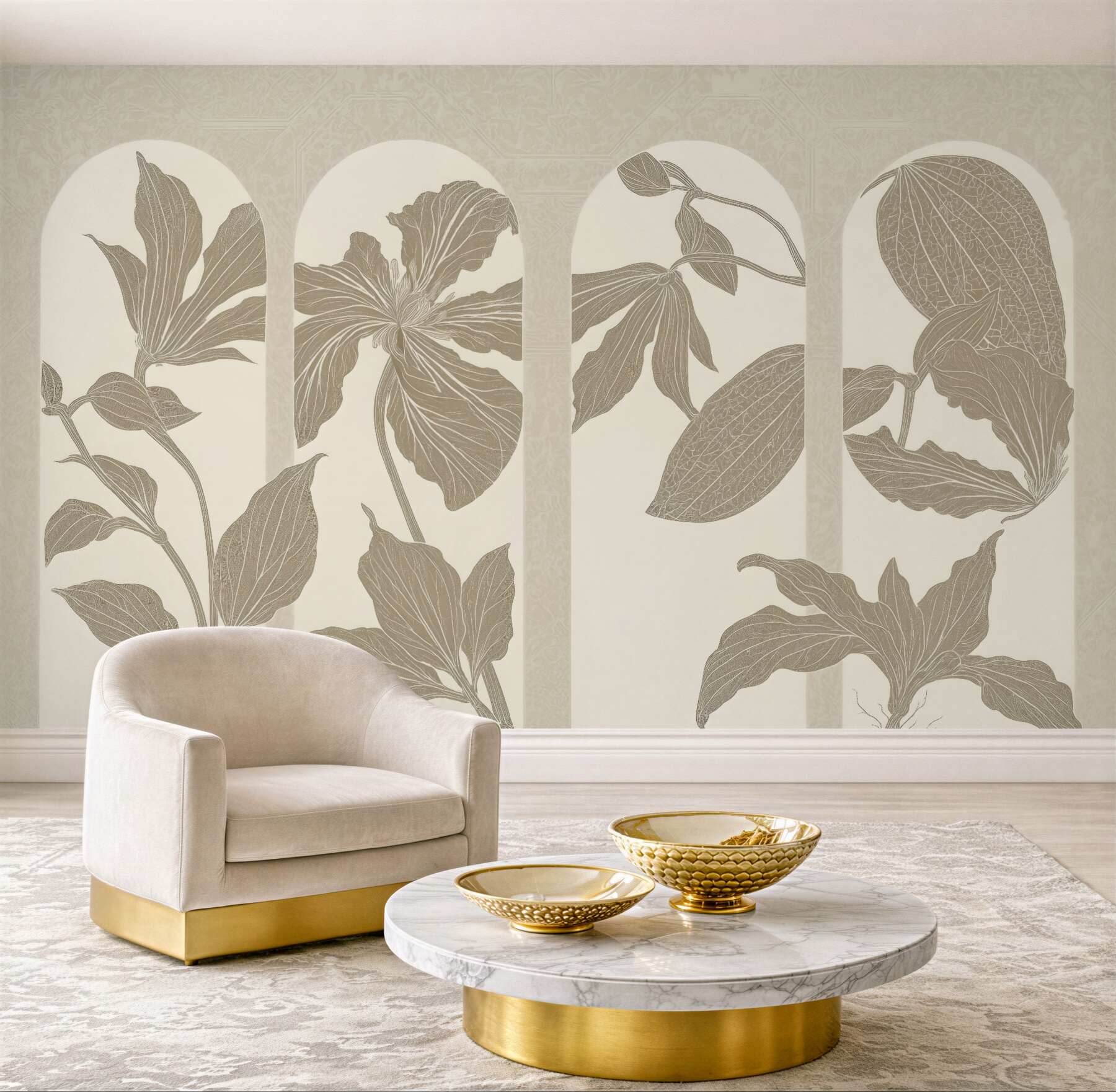Fototapeta botaniczne arkady w eleganckim sepiowym stylu