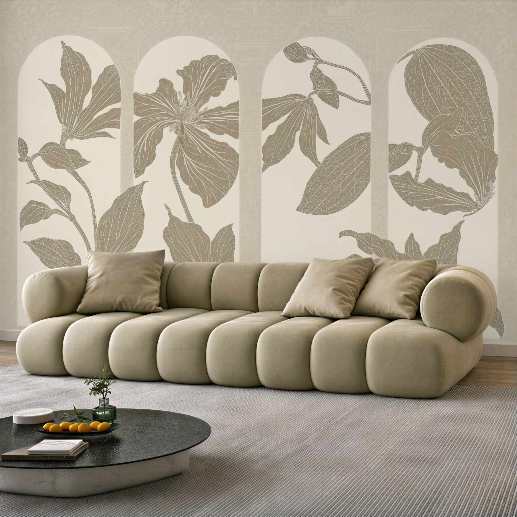 Fototapeta botaniczne arkady w eleganckim sepiowym stylu