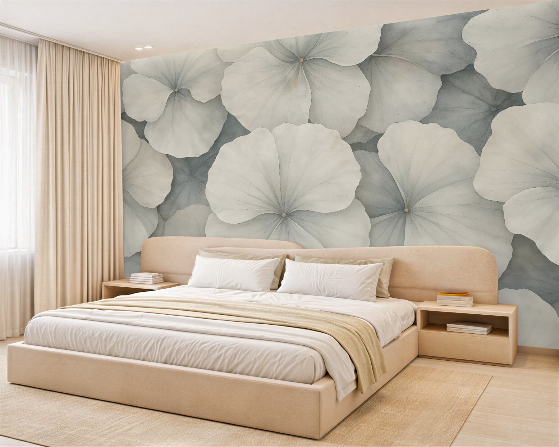 Fototapeta kremowe kwiaty w mglistym rytmie