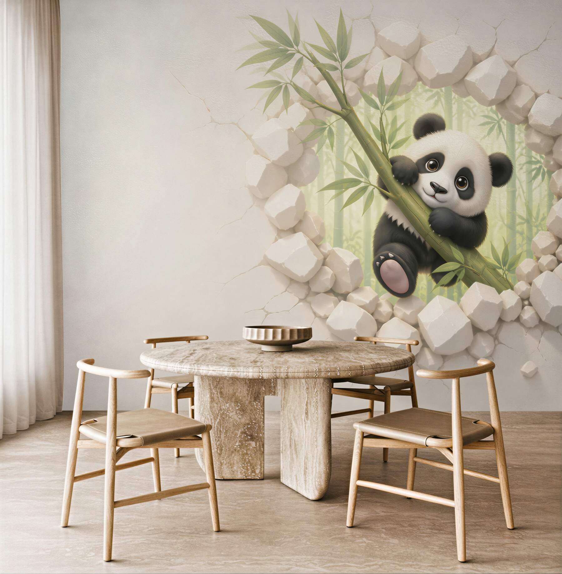 Fototapeta panda na bambusie 3D do pokoju dziecka