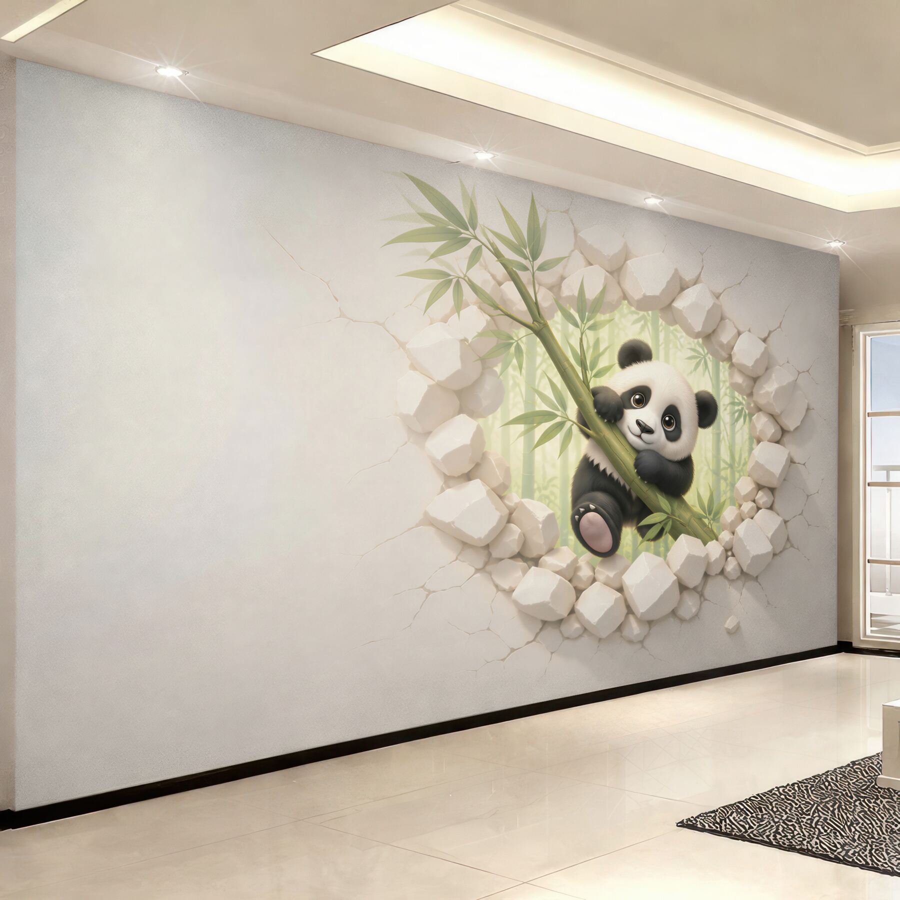 Fototapeta panda na bambusie 3D do pokoju dziecka